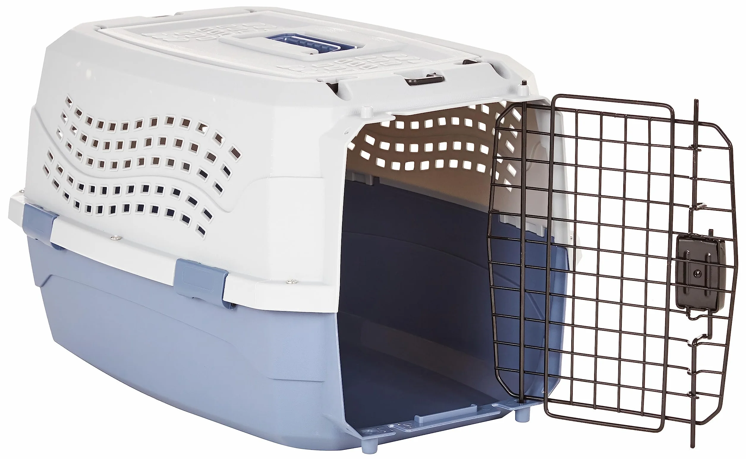 Amazon Basics Cuccia per Animali Domestici a Due Porte con Caricamento dall'alto da 23 Pollici L 58 x P 38 x H 33 cm, Cane Gatto, Blu