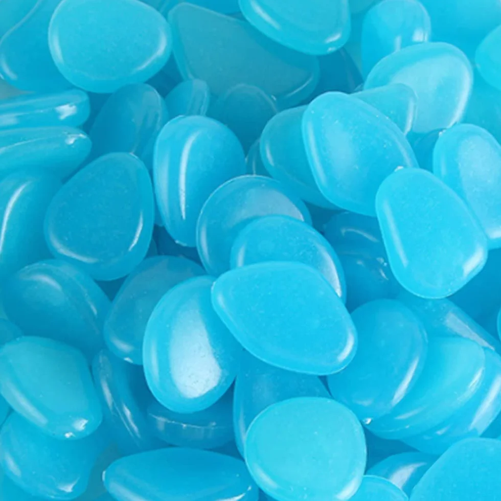 300 Pezzi Profondo Blu Pietre Luminosi Ciottoli Luminosi Fluorescenti Luminose Incandescenza nel Buio Pietre Rocce Ghiaia per Giardino Acquario Decorazione 17-13mm