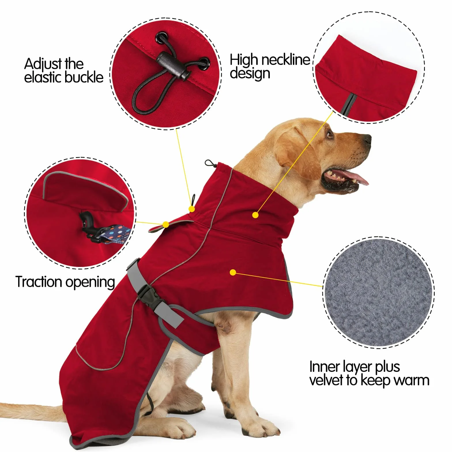 HEYWEAN Giacca impermeabile per cani con fodera in pile riflettente caldo per freddo escursionismo campeggio