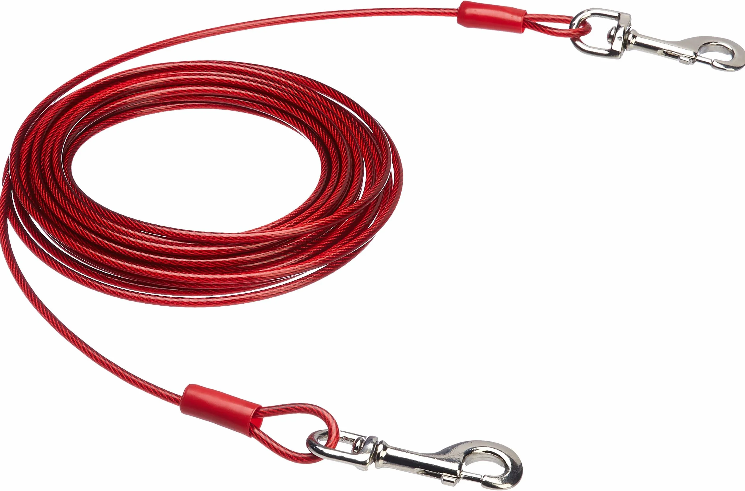 Amazon Basics Guinzaglio da cortile per cani fino a 57 kg, 9,14 m, Rosso