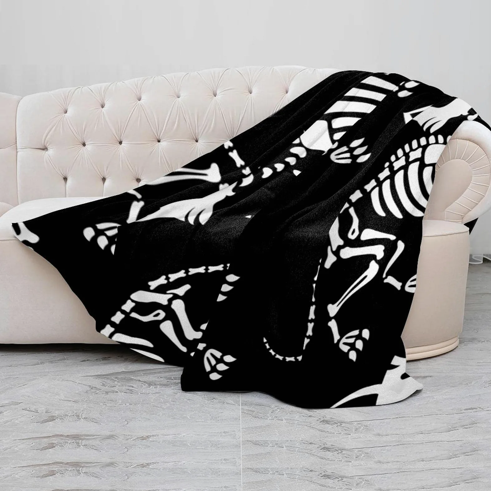 Coperta in pile per gatti con scheletri di Halloween, super morbida e lussuosa coperta
