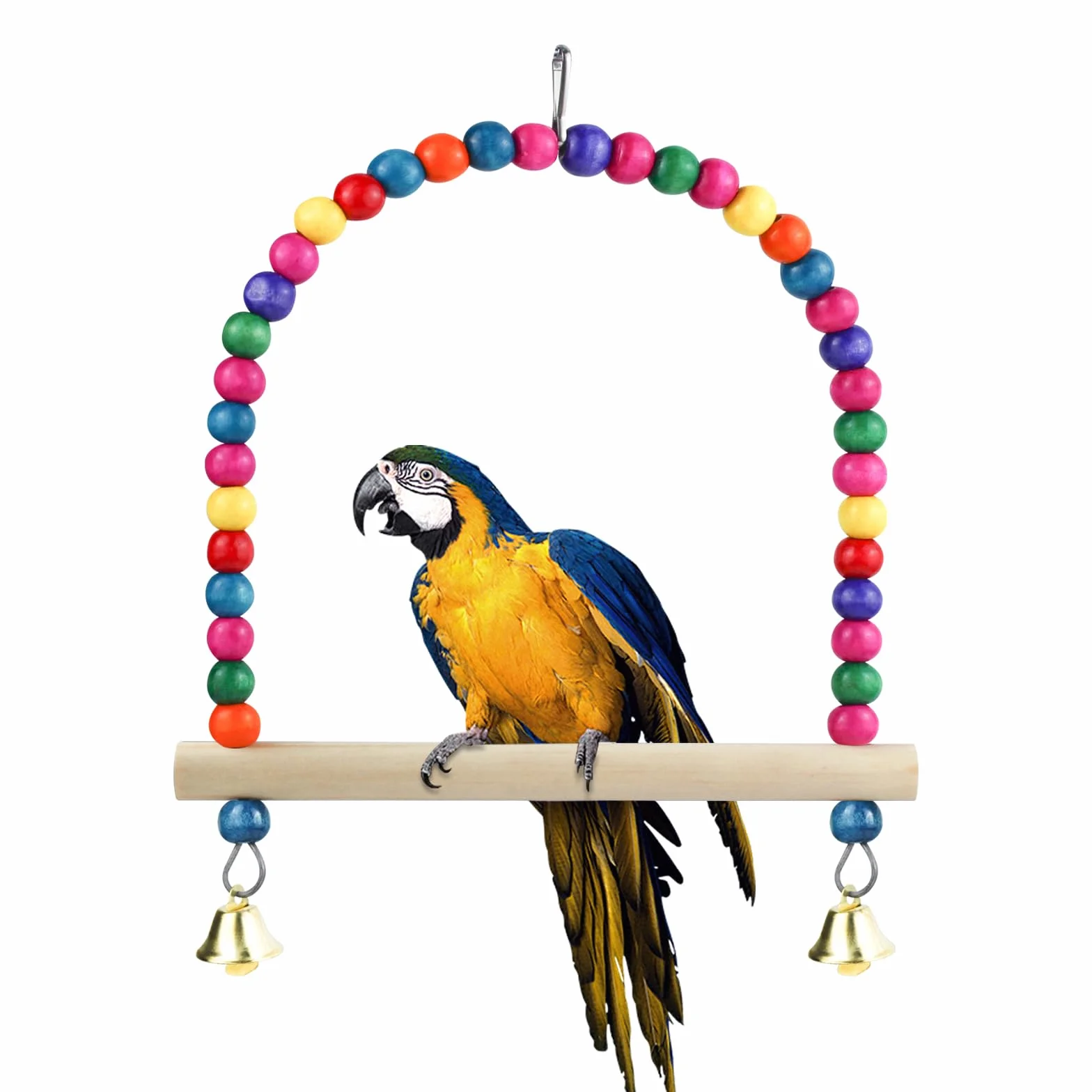 Uccello altalena giocattolo in legno naturale colorato per piccoli uccelli budgie parrocchetto cacatua L