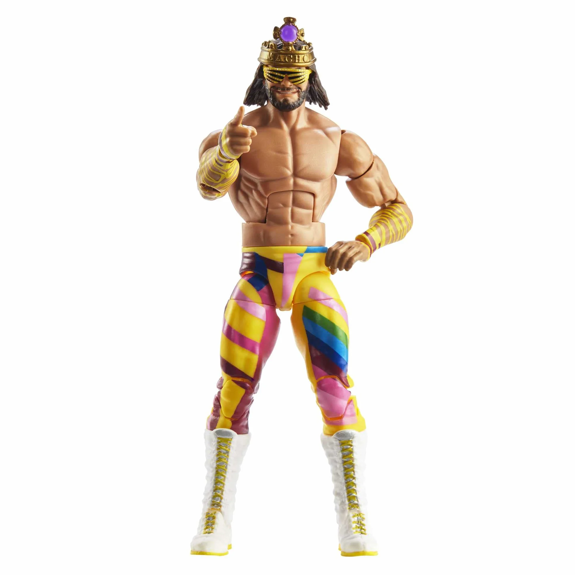 Mattel WWE Elite Macho King Randy Savage Action Figure Wrestlemania 15+ cm 25 Articolazioni TrueFX HKP10