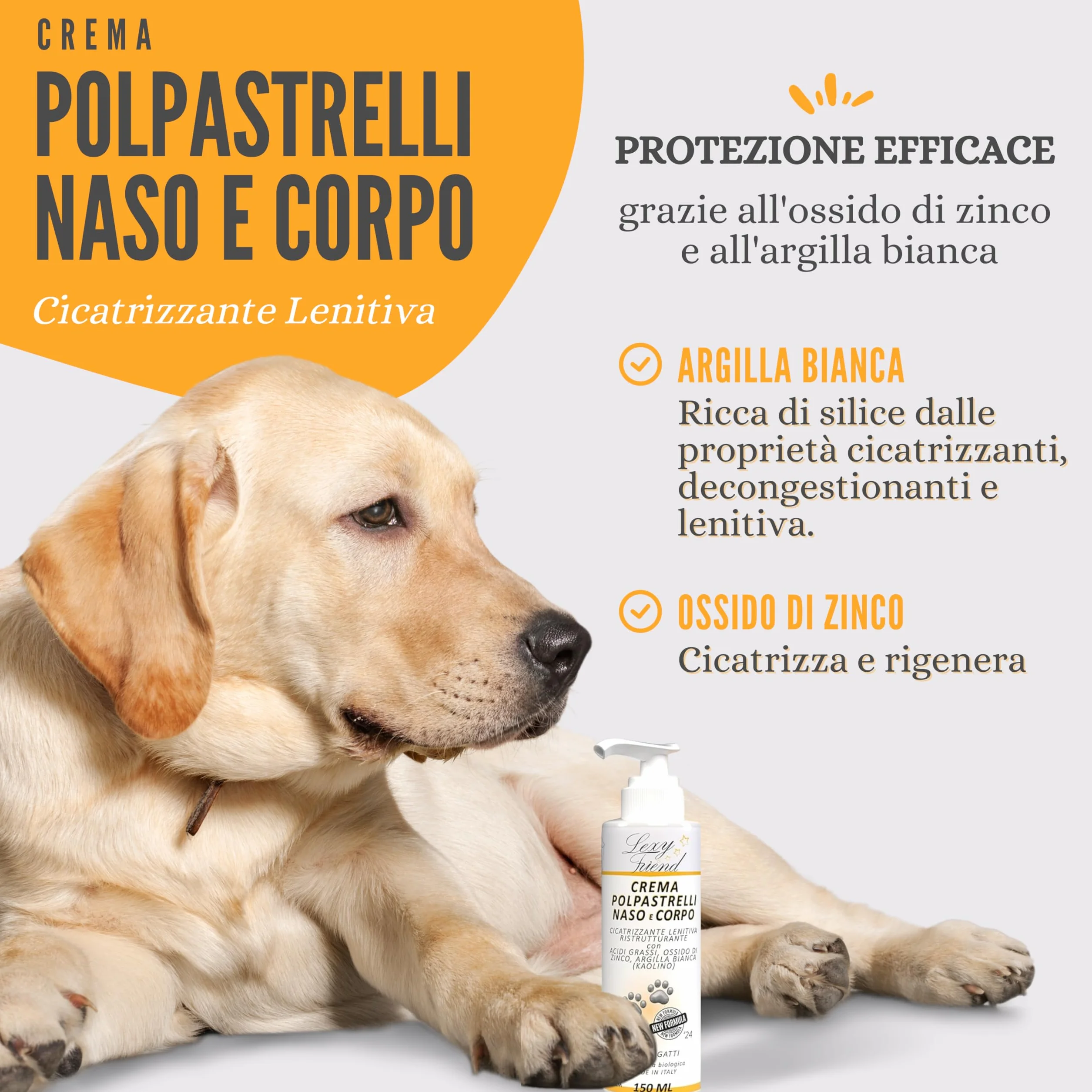 LexyFriend Crema Polpastrelli Cane Gatto Cicatrizzante Pomata Protezione Zampe 150ML