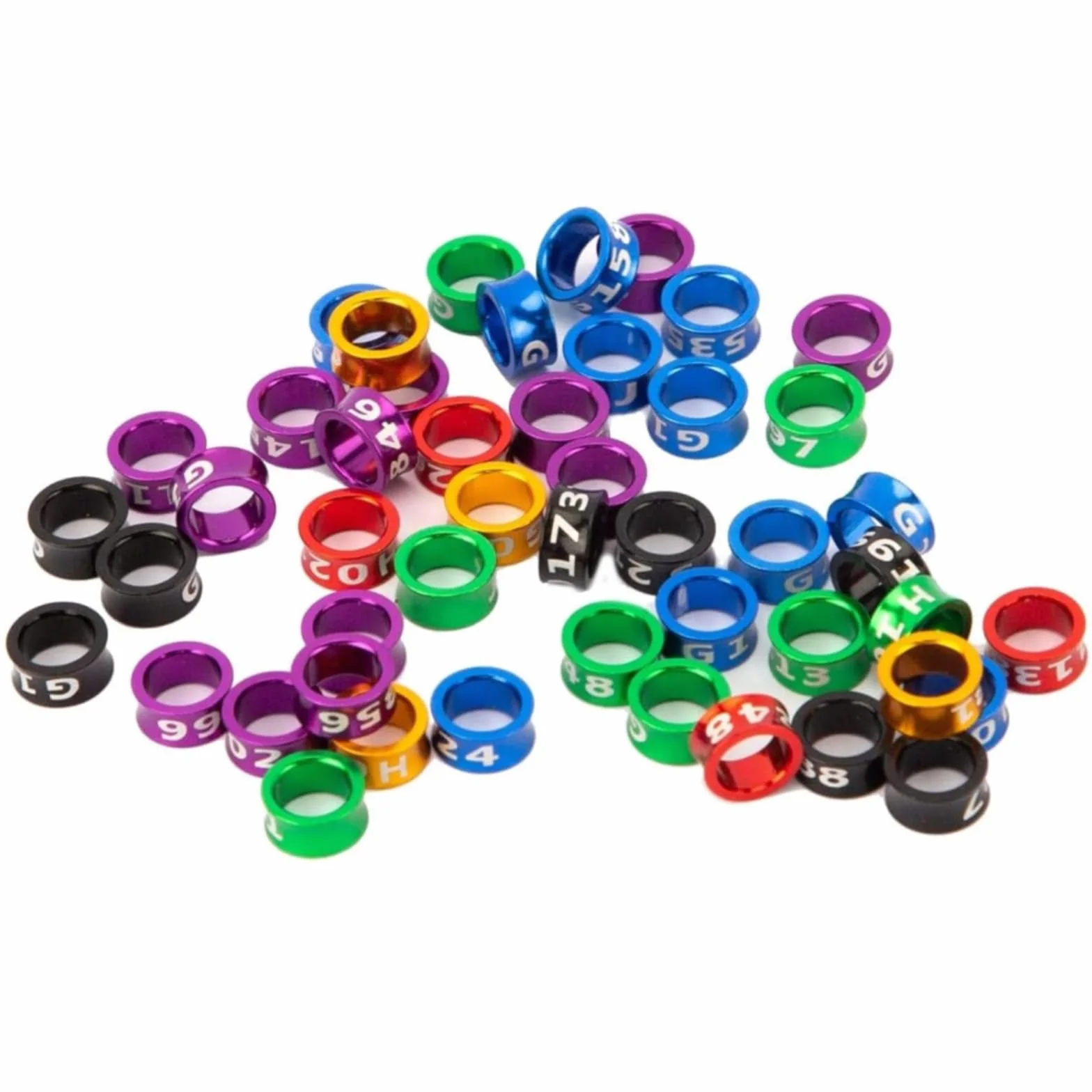 50 Anelli Aperti per Piedi a Forma di Uccello, per pappagalli, in Lega di Alluminio colorato(50pcs,8.0mm)