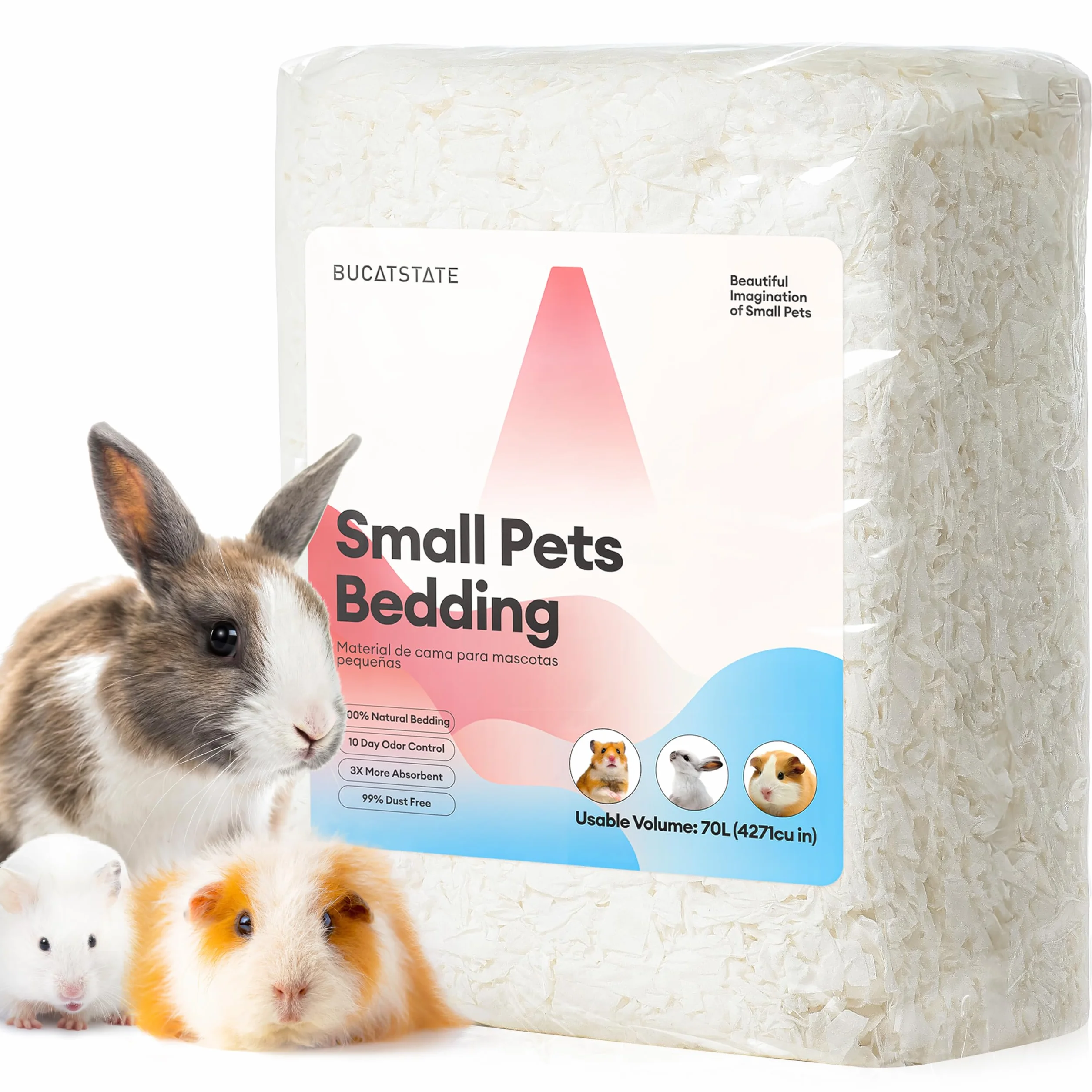BUCATSTATE Lettiera Coniglio per Criceto/Coniglio Nano/Piccoli Animali/Roditori, Lettiera Carta Pellet 99,9% Priva di Polvere & Controllo degli Odori