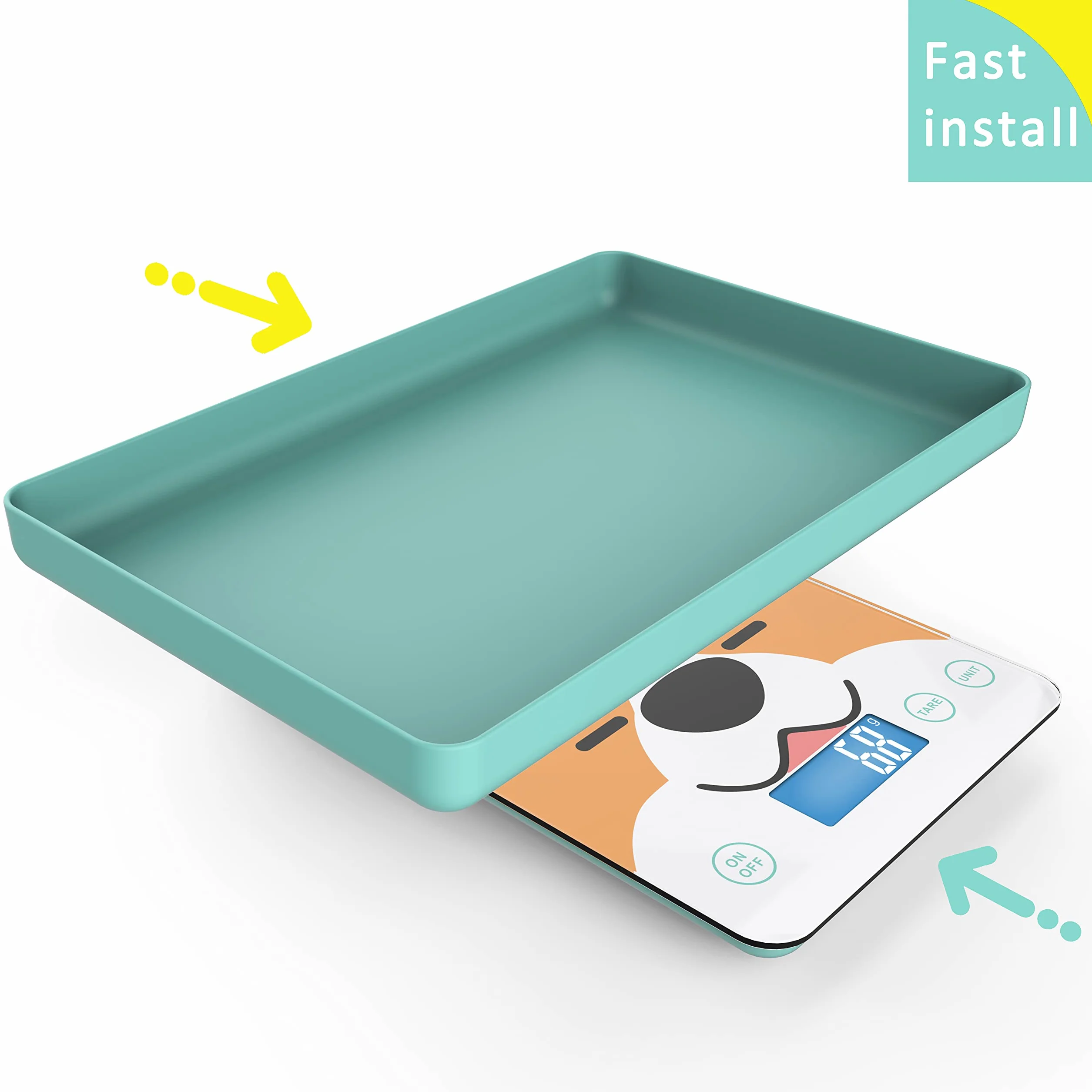 Digitale Mini-Haustierwaage für Neugeborene und Kleintiere, Präzisions-Grammwaage zum Wiegen, Genauigkeit von 0,03 oz, Kapazität von 33 lbs, fünf Einheiten umschaltbar, blau
