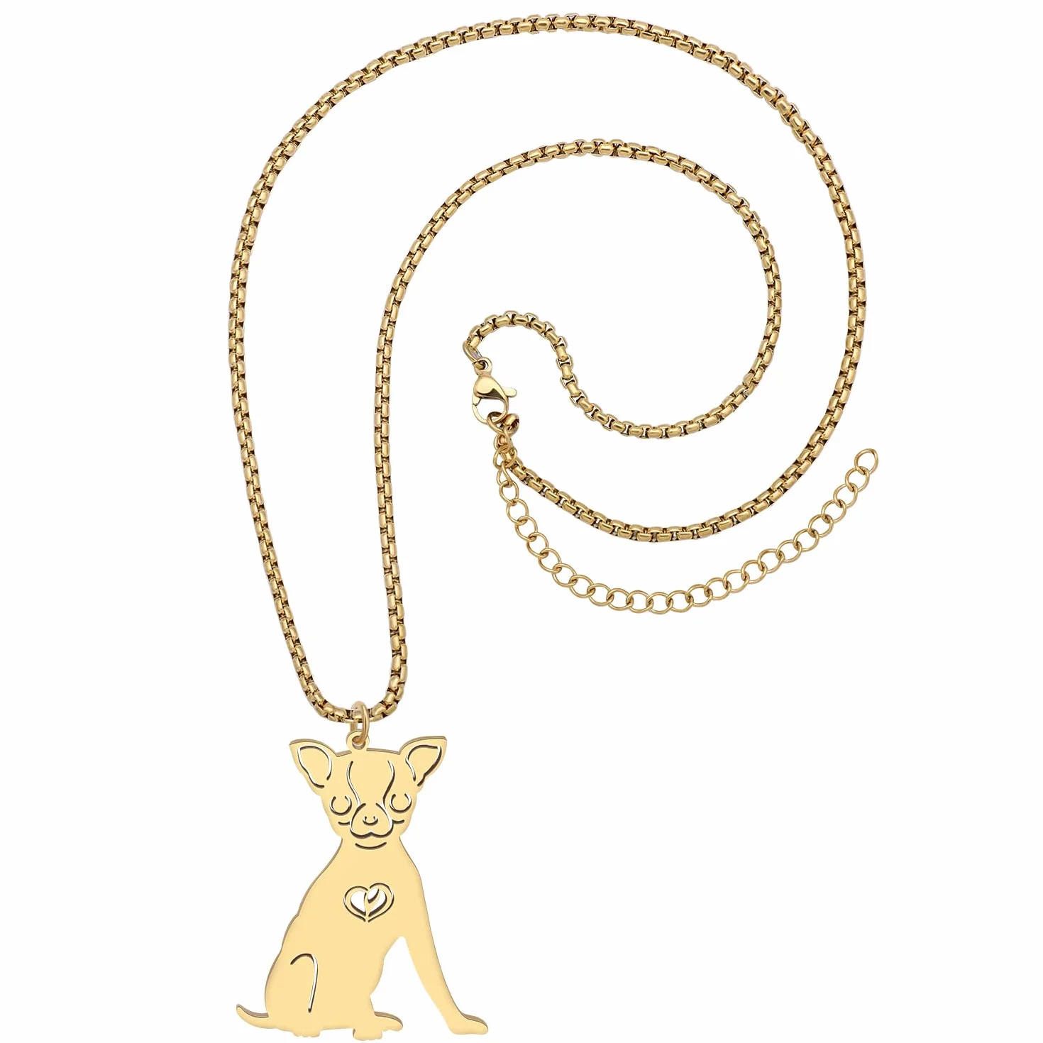 Cane Collana Acciaio inossidabile placcato oro 18K Ciondolo per donne ragazze Regali gioielli