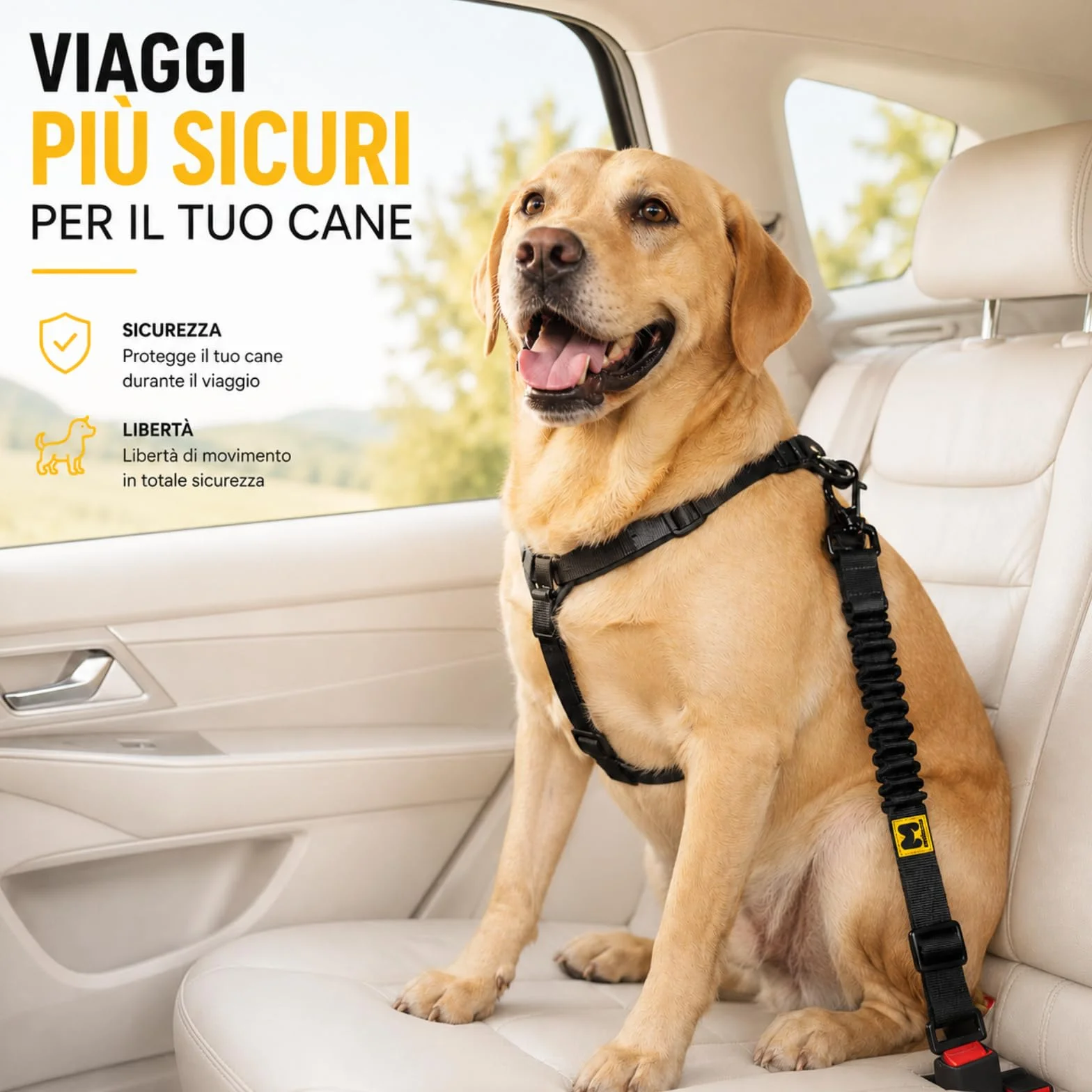 MORELOW Cintura Auto Per Cani - Cintura di Sicurezza per Cani Elastica Anti Shock che Riduce gli Strappi - Regolabile con Gancio Rinforzato - Compatibile con Tutte le Auto