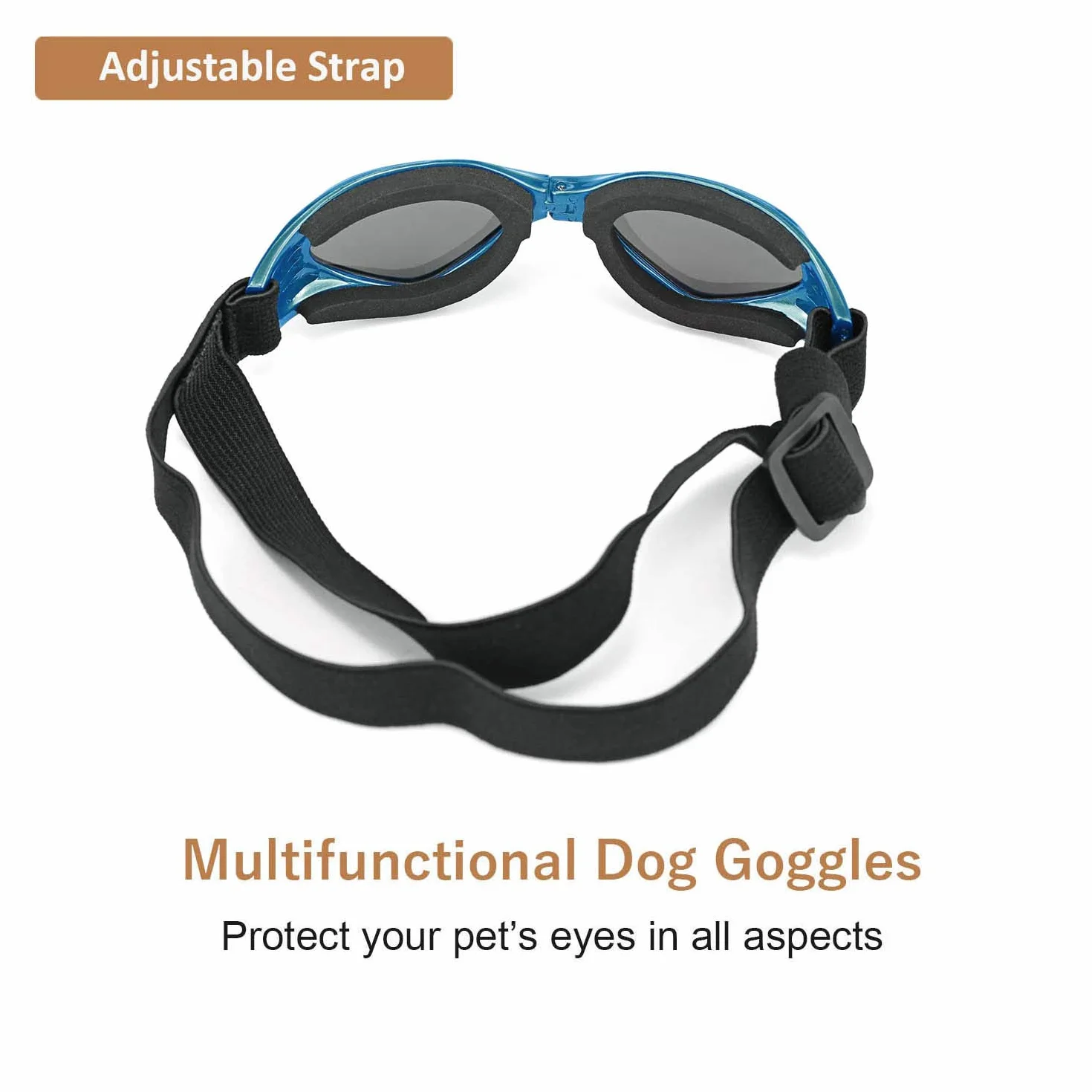 Occhiali da Sole e protettivi per cani di piccoli taglia, anti UV, impermeabili, Pieghevole Pet Dog Occhiali (Blu)