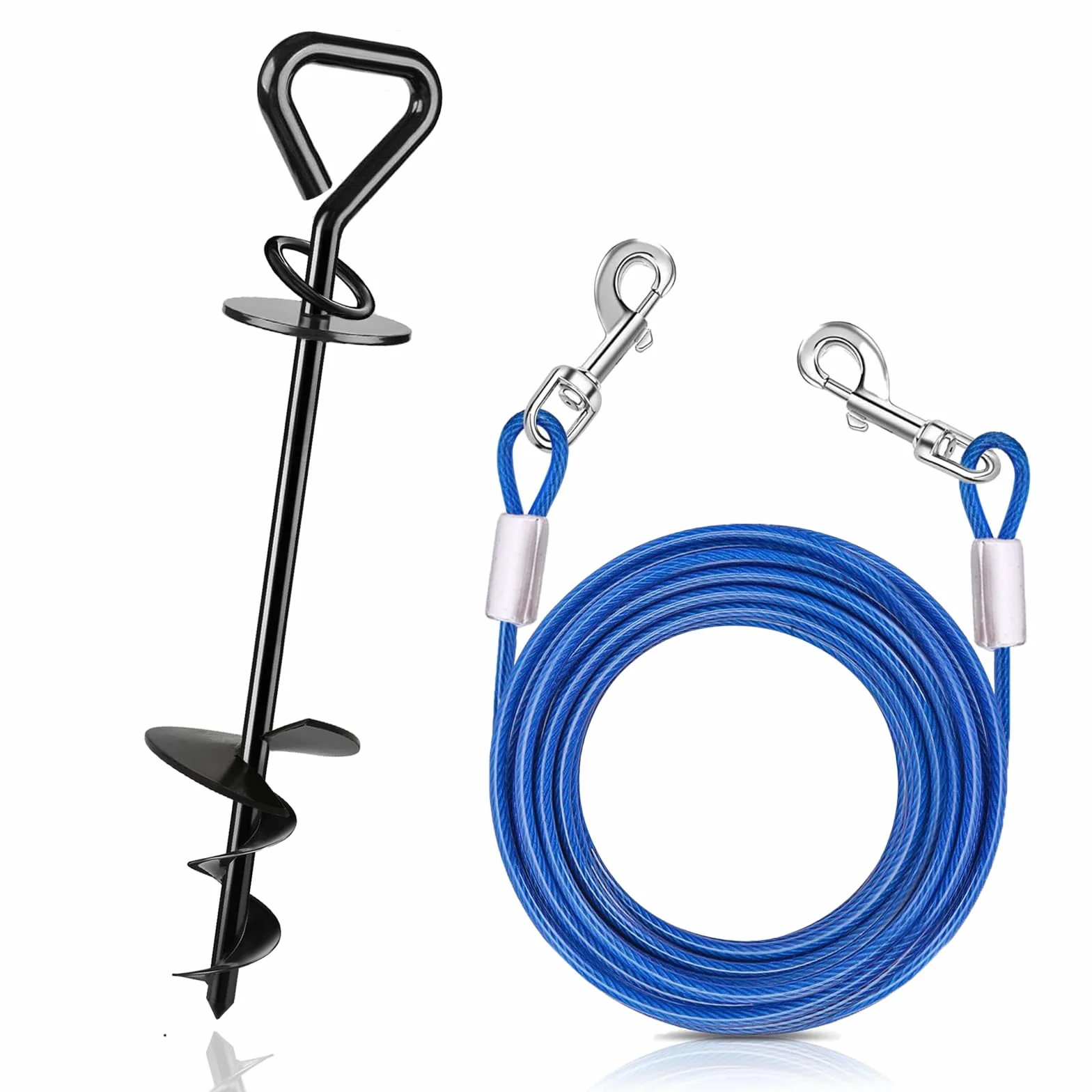 Cane Groud Achor, lama Siral da 12 mm per cani fino a 220 l Camig Groud Achor per cani per la protezione da spiaggia e all'aperto, nero