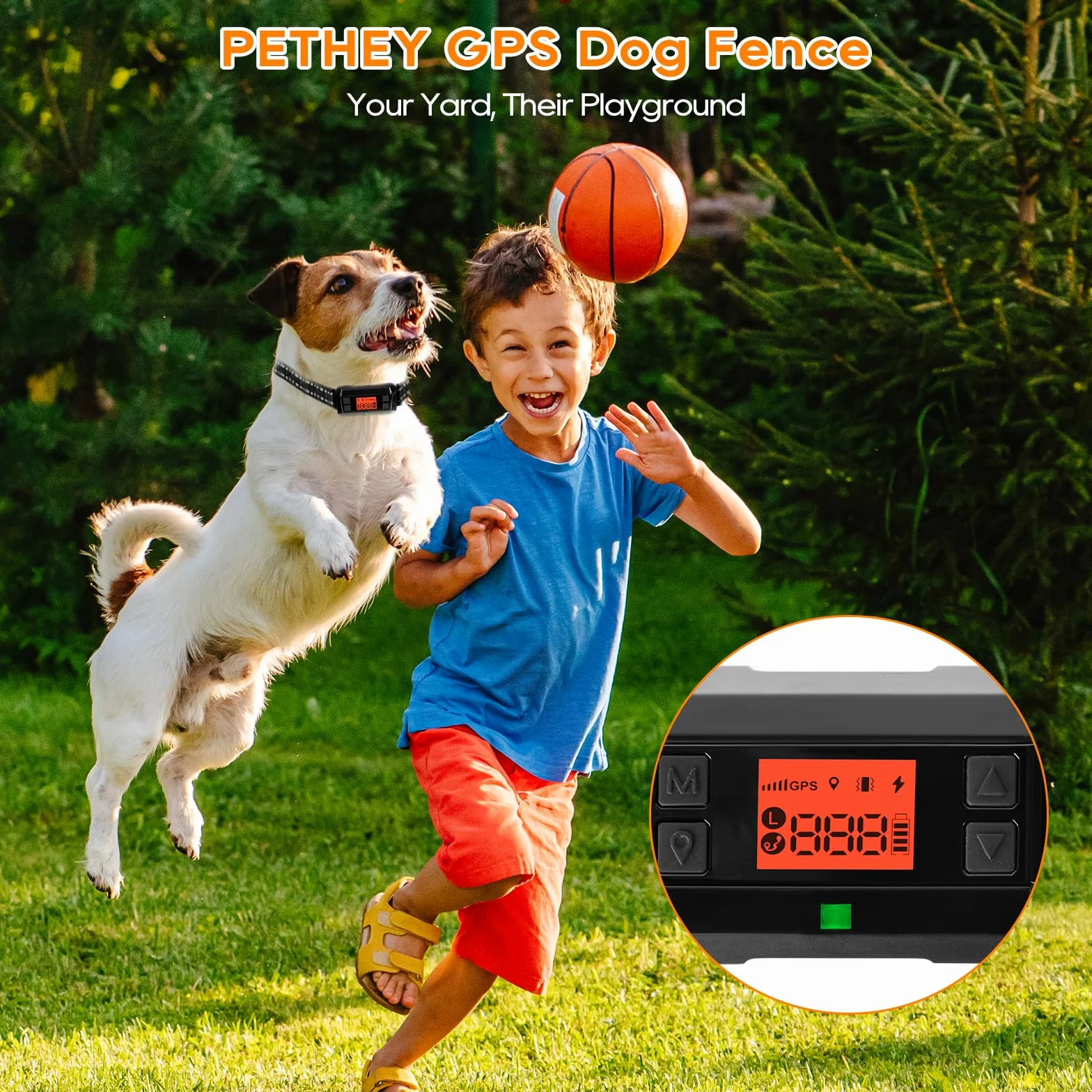 Recinto senza fili a prova di perdite, recinto per cani con GPS da esterno, GPS per cani potenziato con nuovo chip GPS intelligente, collare per cani con GPS impermeabile IPX7, fino a 1000m di raggio