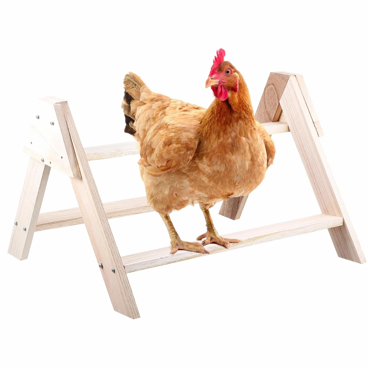 GALPADA Supporto per Galline in Legno Beige Scala Posatoio per Esercizio e Intrattenimento Uccelli da Gabbia Pet