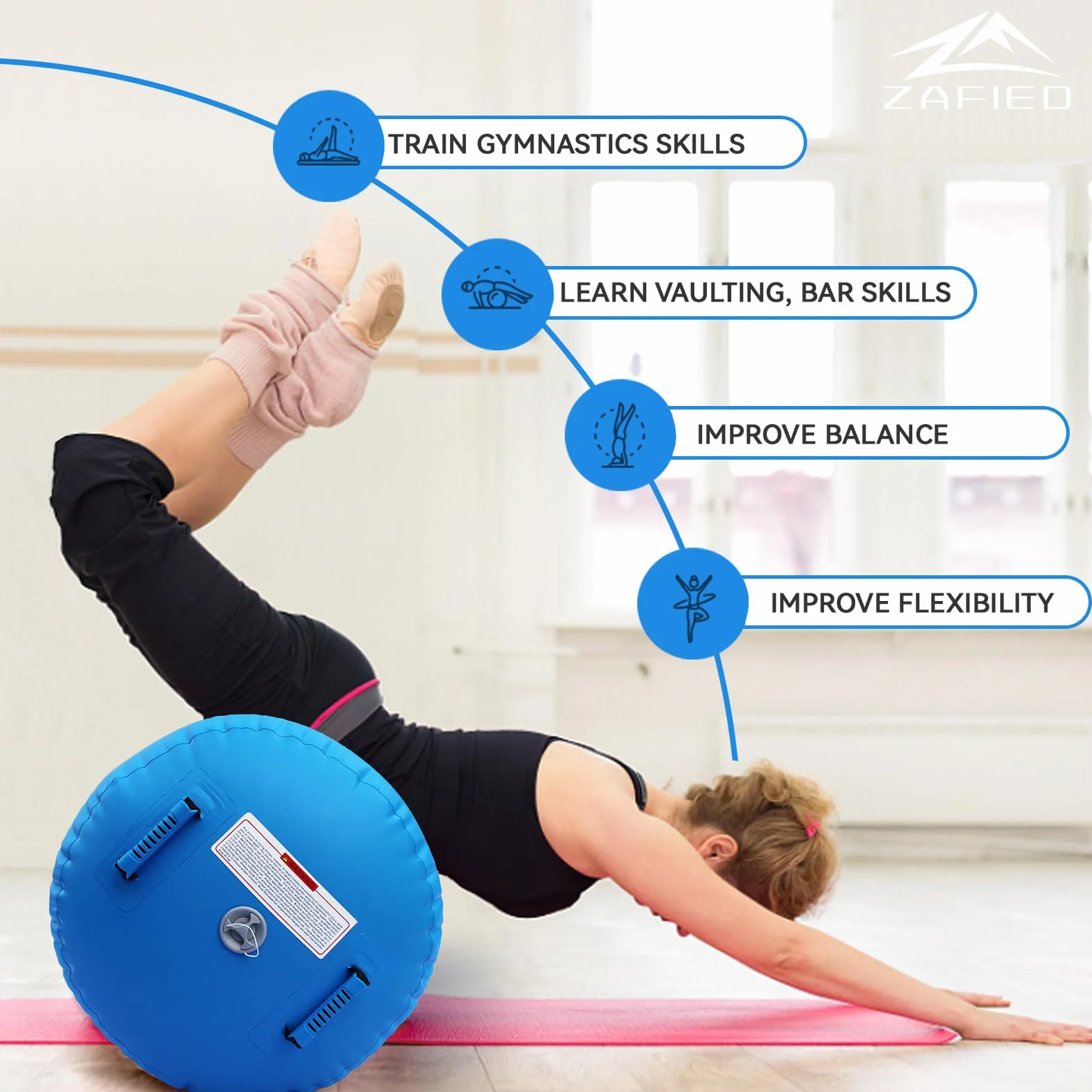 Rullo ad aria, gonfiabile, per ginnastica, yoga, con pompa ad aria, per allenamento