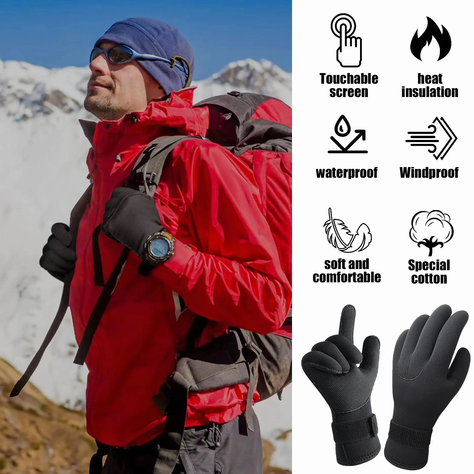 Guanti Da Immersione in Neoprene, Guanti Muta Sub 3mm, Guanti Termici Impermeabili Uomo Donna Nero, Guanti da Pesca Subacquea, Guanti da Snorkeling
