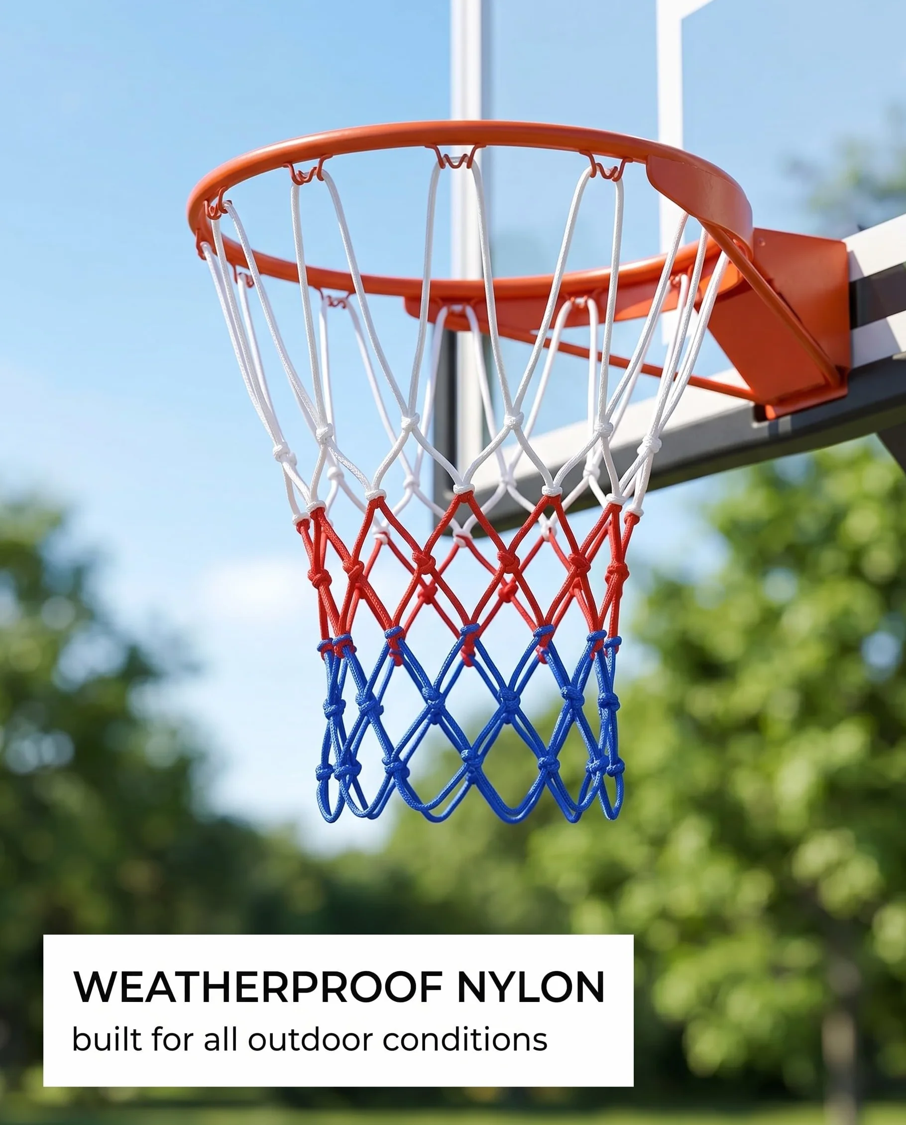 Rete Canestro Basket 2 Pezzi, Ricambio Nylon Rinforzato Standard 12 Anelli Resistente Intemperie