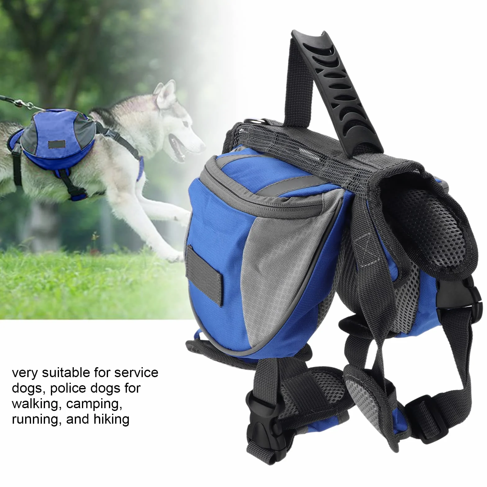 Pssopp Borse Laterali per Cani Nylon Hound Travel Camping Zaino Riflettente e Traspirante con Tasca per Cane(M)