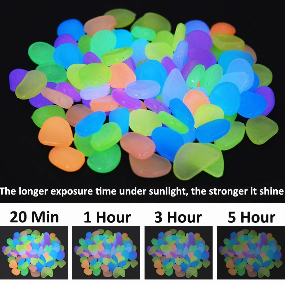 300 Pezzi Profondo Blu Pietre Luminosi Ciottoli Luminosi Fluorescenti Luminose Incandescenza nel Buio Pietre Rocce Ghiaia per Giardino Acquario Decorazione 17-13mm