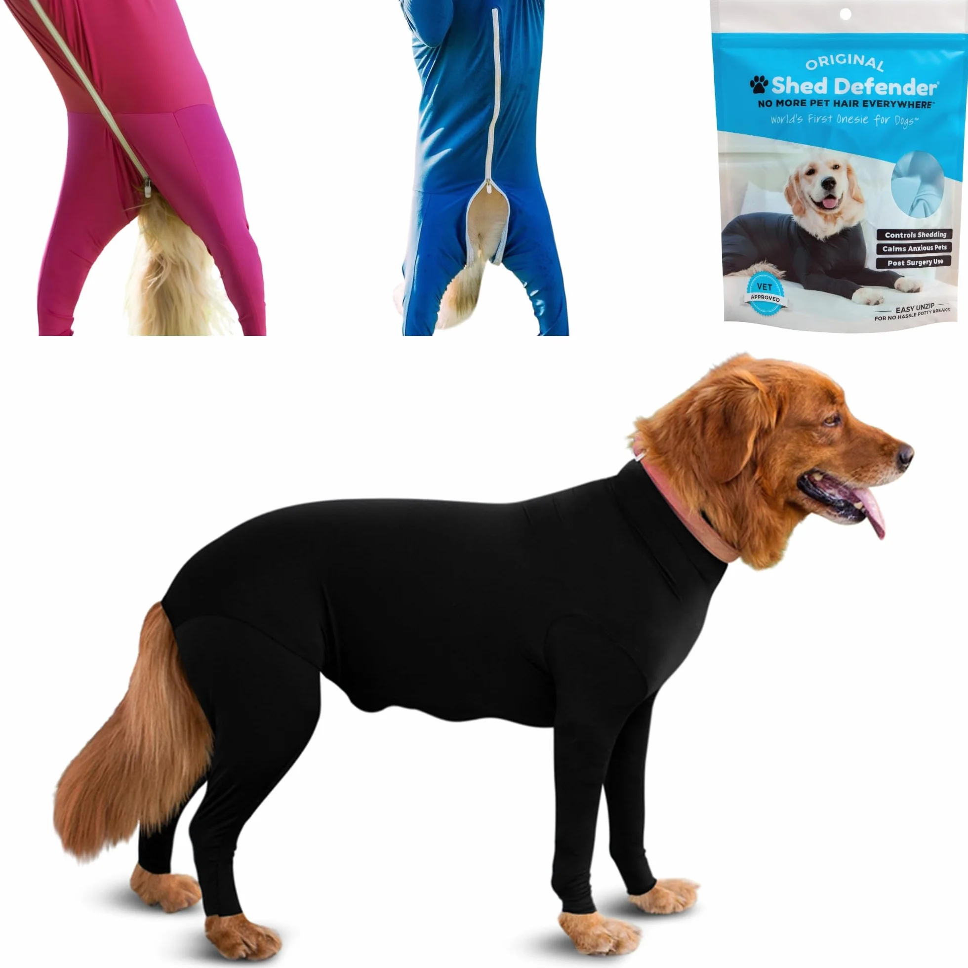 Shed Defender Body Suit for Dogs Original Anti Shedding Shirt Reduce Dog Hair Recovery Suit Nero XL