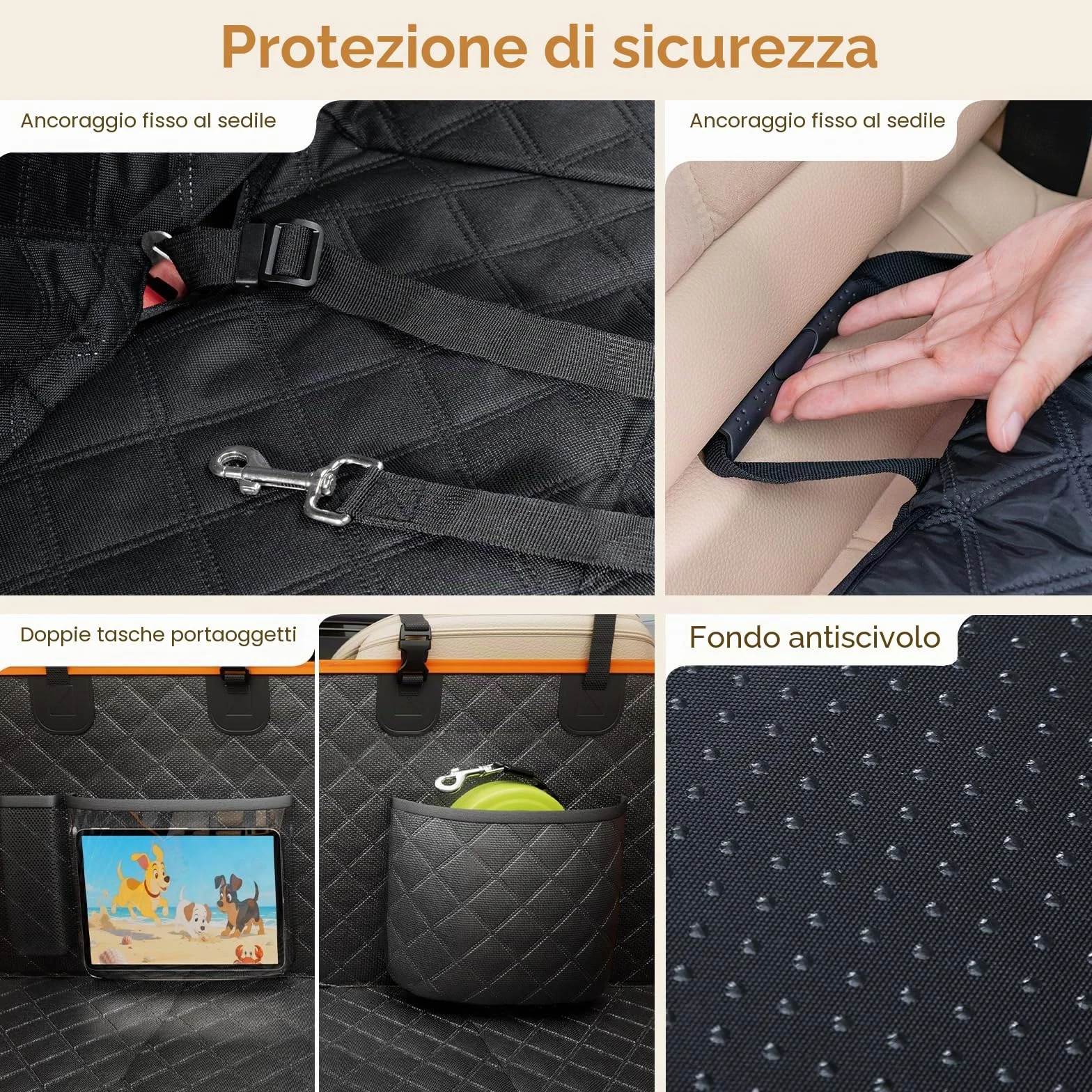 Pecute Coprisedile Auto Cani Posteriore, Estensione del Sedile Posteriore per Cani, Coprisedile per Auto per Cani con Fondo Rigido, Amaca per Cani per Lettino da Viaggio per Auto,per Auto, Camion, SUV