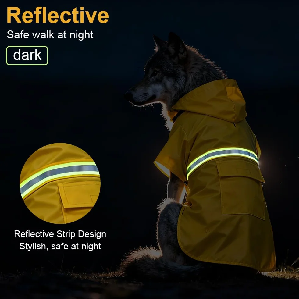 OSDUE Impermeabile per Cani Cappotto,Impermeabile Cane e Foro per Colletto e Strisce Riflettenti protettive,Regolabile Cappotto Impermeabiles 100%,per Piccoli Medio Grandi Cuccioli L-XXXL