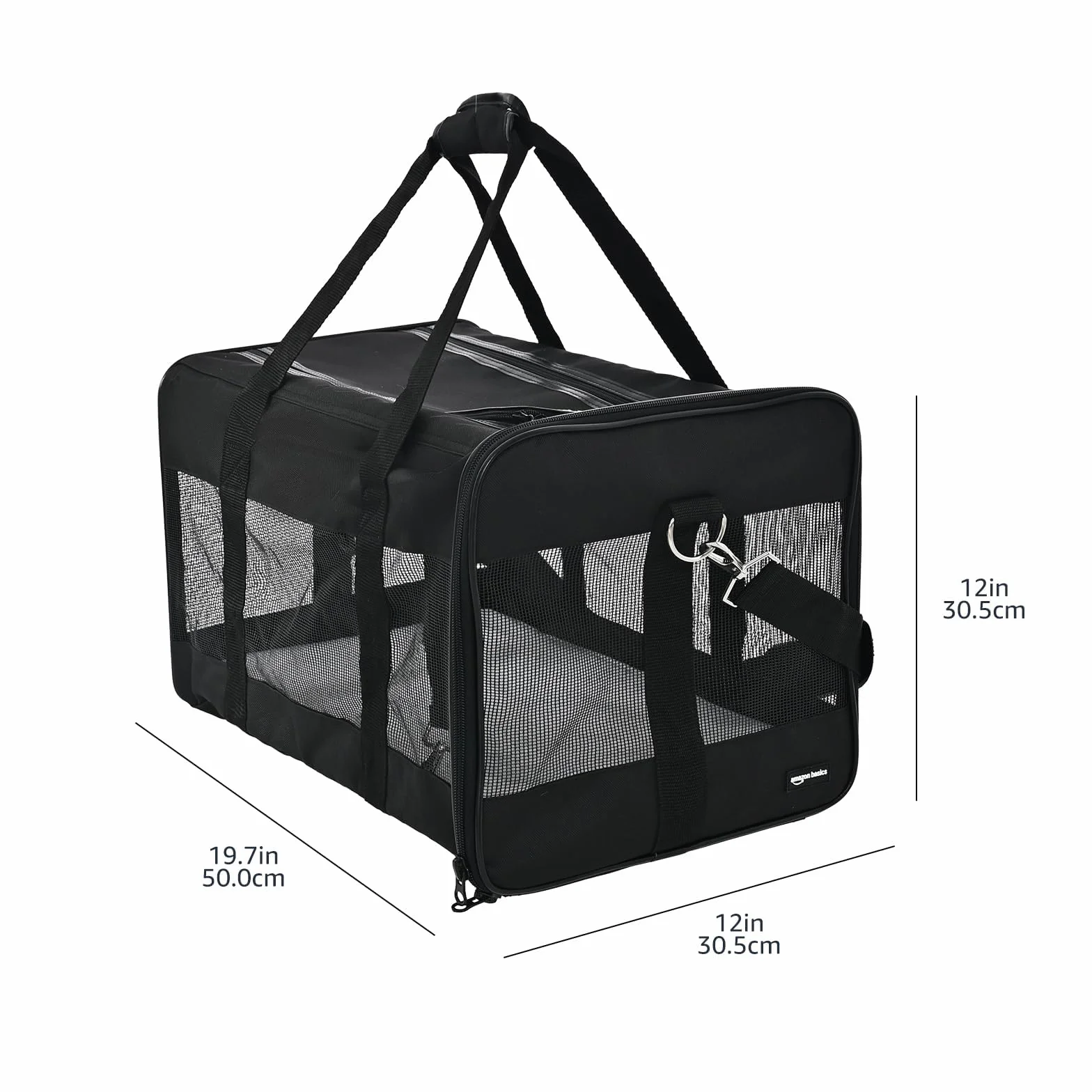 Amazon Basics Trasportino Morbido per Cani,Gatti - Grande, Nero, L 50 x P 26 x H 28 cm