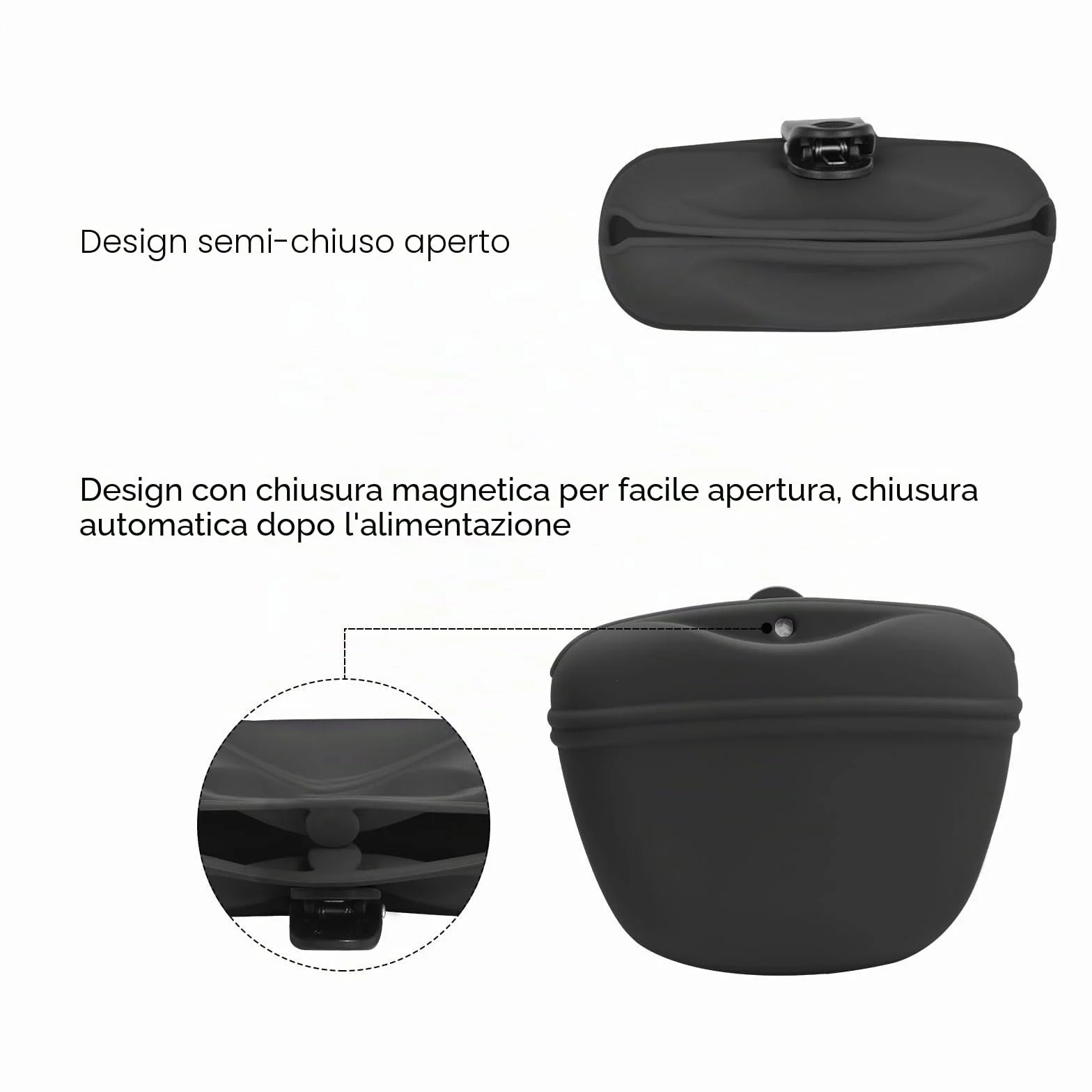 AUDWUD Custodia in Silicone per crocchette per Cani,Contenitore Portatile per l'addestramento Comoda Chiusura con Fibbia Magnetica e Clip in Vita,Senza BPA