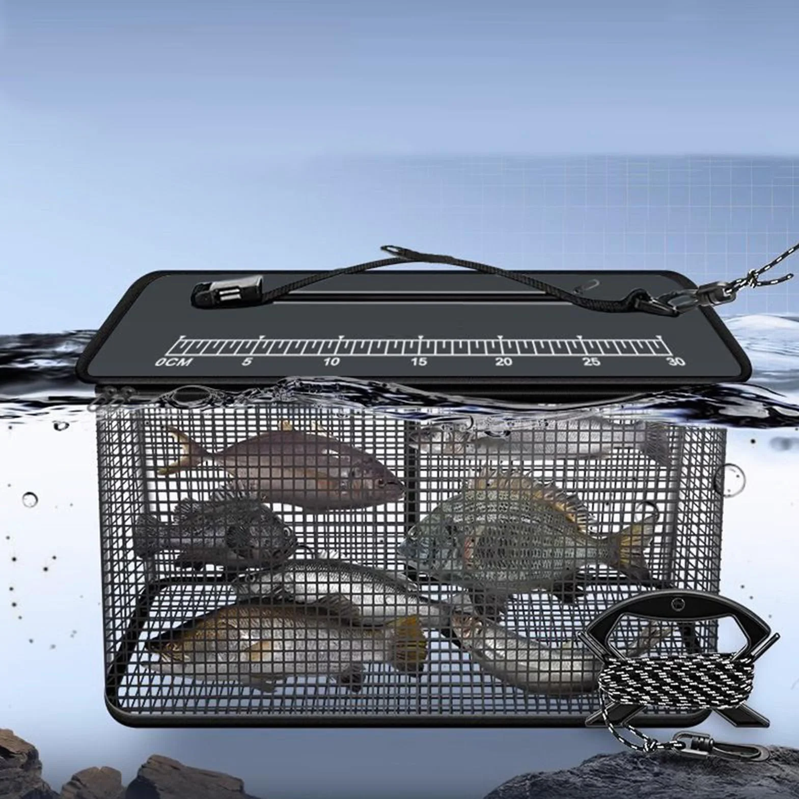 Genérico Cesto di lingua di pesce pieghevole: cestino pieghevole con superficie riflettente, grande capacità per vivo, lumache, granchi | cestino all'aperto veloce e veloce