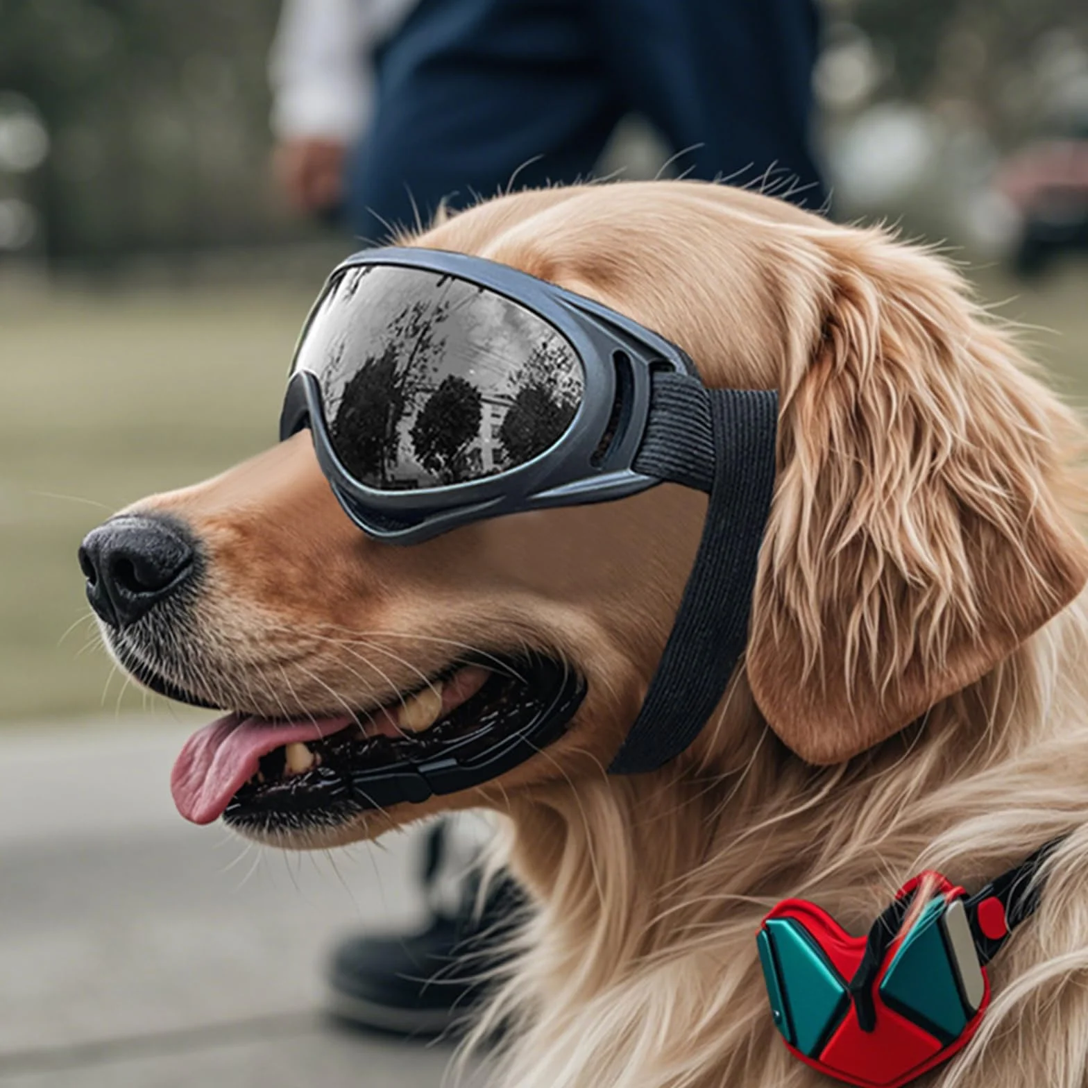 2Pezzi Occhiali per Cani, Occhiali Cane, Protezione UV Occhiali da Sole Cane, Antivento Occhiali da Sole per Cani di Taglia Media o Grande Attività all'Aperto, Guida, Arrampicata(Nero,Argento)