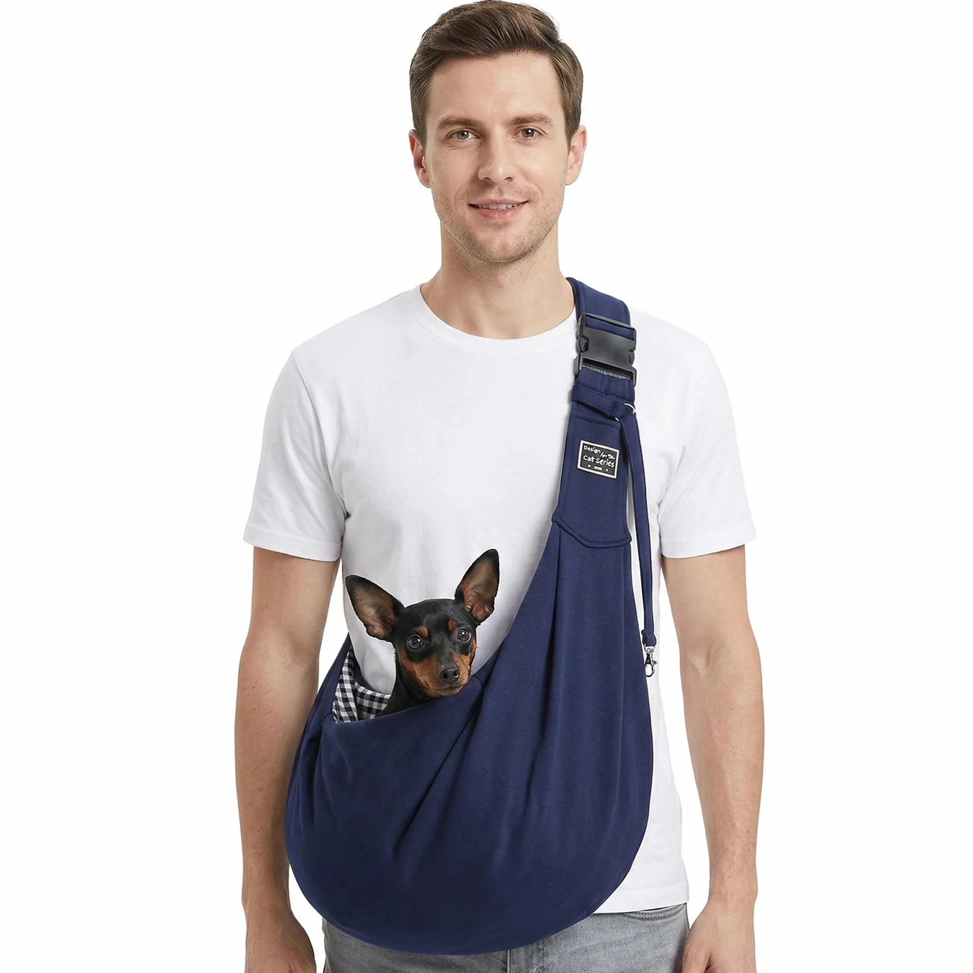 ALLSOPETS Borsa da Viaggio per Cani Borsa per Gatto Piccola Taglia con Tasca Portaoggetti Marsupio per Cane Borsa Portatile per Trasportini per Animali per Cani o Gatti Piccola (Blu Mezzanotte)