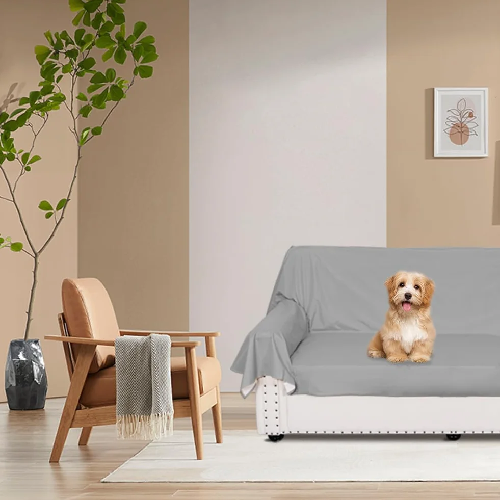 DUJUIKE Coprimaterasso Impermeabile Queen 200 x 230 cm Grigio Resistente ai Peli di Animali Domestici