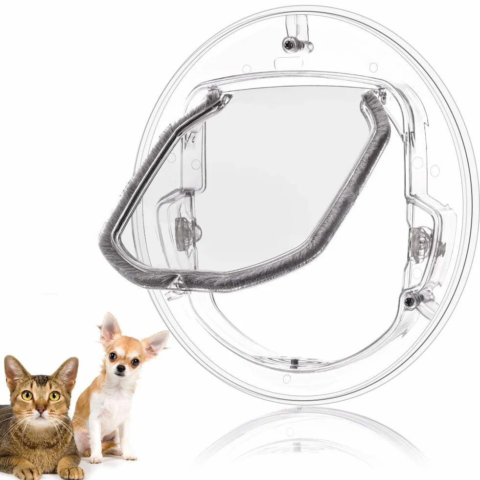 Porta per Gatti in Plastica a Battente con Catenaccio a 4 vie 30x30x2 cm per Cani Piccola Taglia