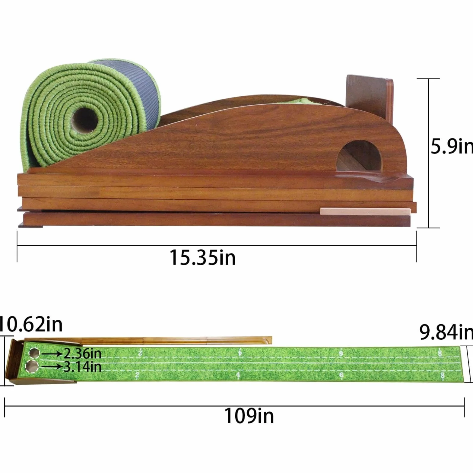 CRESTGOLF Golf Putting Trainer 2,9 x 0,45 m tappeto erboso con pista di ritorno ispessita e funzione automatica, esercizio interno ed esterno per principianti e dilettanti