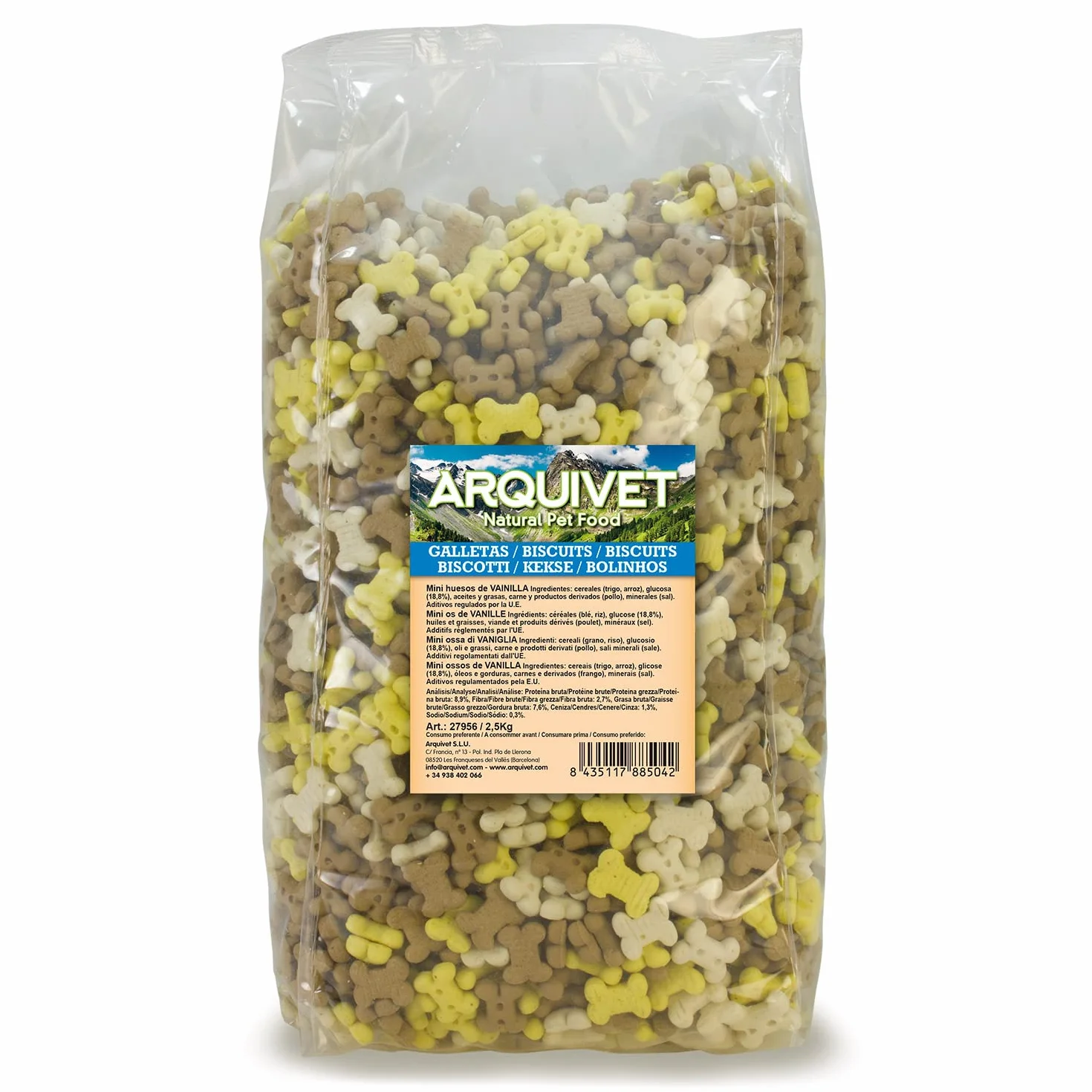ARQUIVET Mini Ossa alla Vaniglia - Biscotti e Snack per Cani - 2,5 Kg - Premi