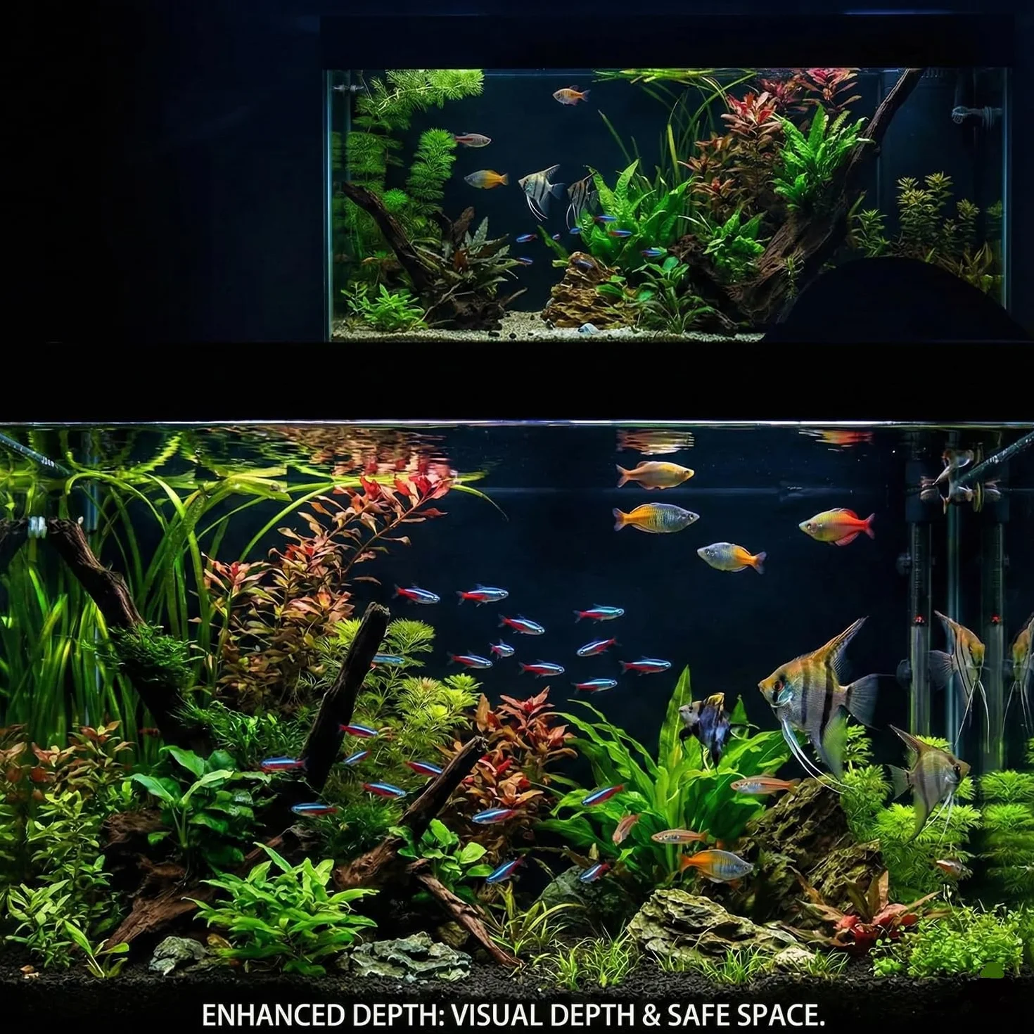 Pannello posteriore per acquario, 40 x 200 cm, pellicola adesiva statica, in PVC, sfondo nero, per parete posteriore dell'acquario, terrario