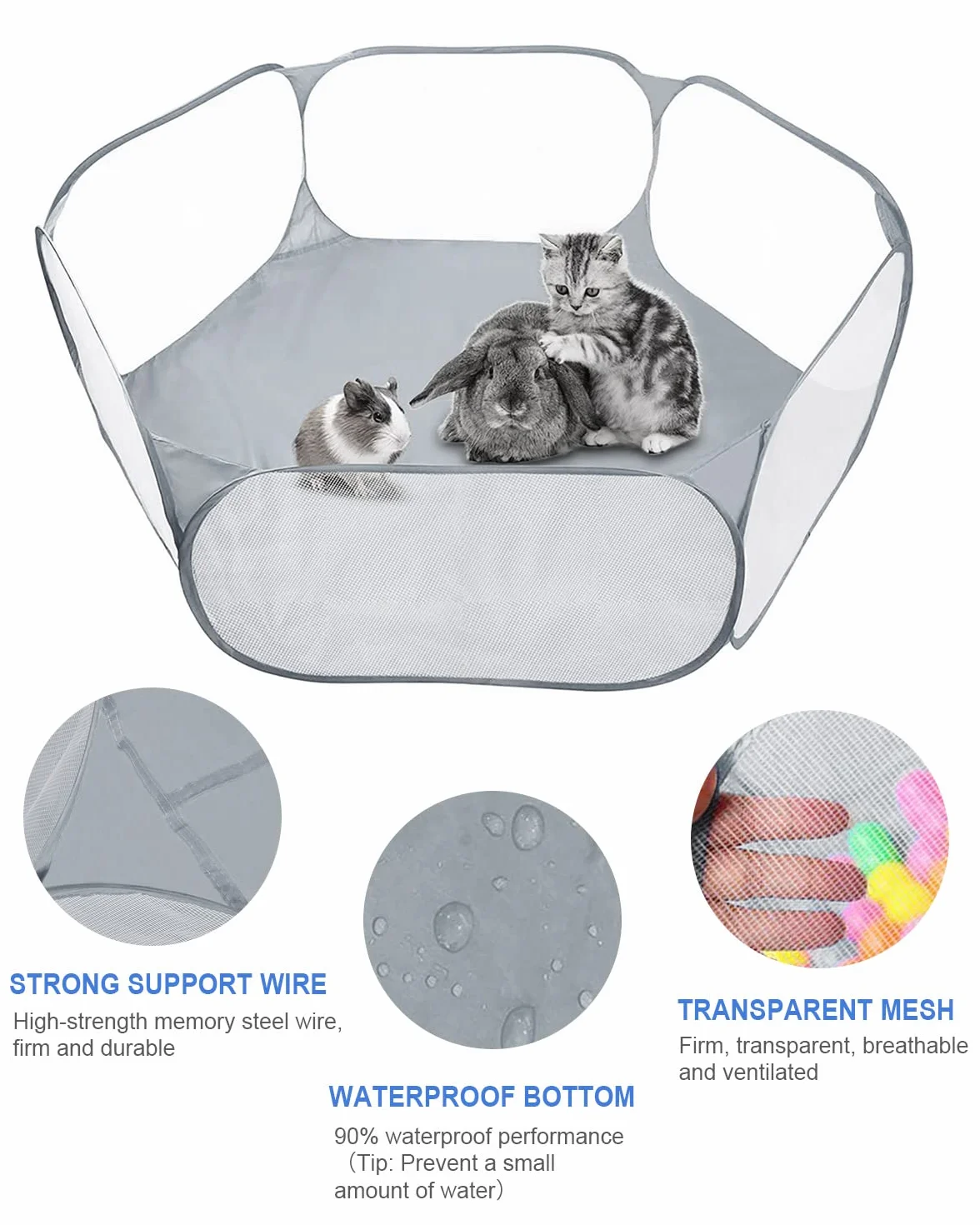 MAIKEHIGH Box per Piccoli animali, Recinto di esercizio della tenda della gabbia per animali domestici per Criceti, Porcellini D'India, Ricci, Conigli, Pieghevole e portatile