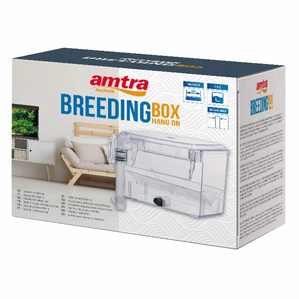 Amtra Esterba Hang On - Sala Parto Acquario, Vaschetta esterna da isolamento, Per Gestazione., Schiusa delle uova, 1,5 L/ 16X13X16 CM