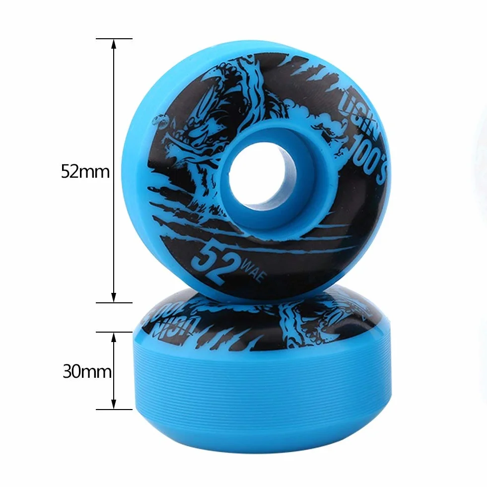 Alomejor 4 Pezzi Set di Ruote per Longboard 52mm x 30mm Ruote da Skateboard per Classic PU Cruiser Longboard Durevoli da Esterno