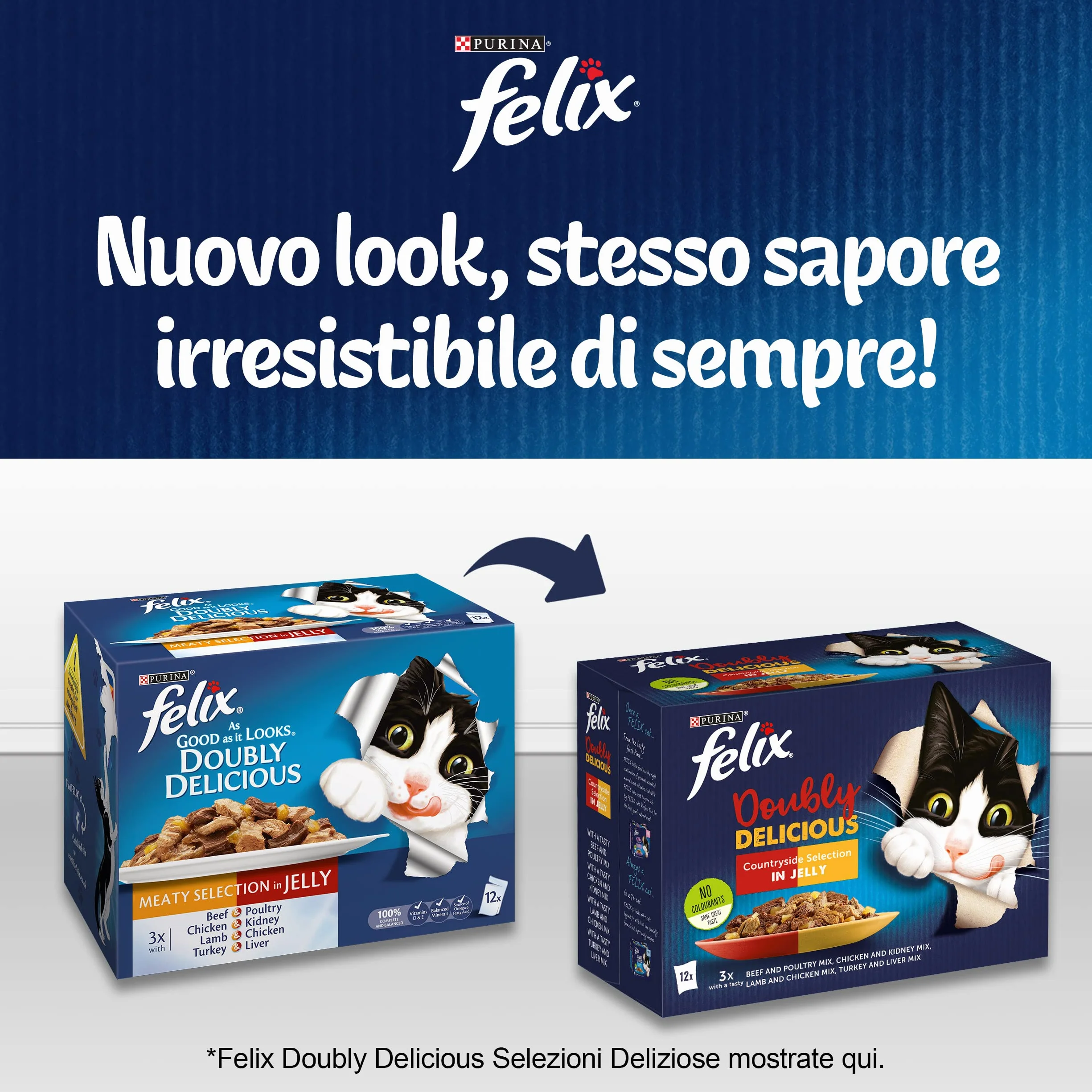 Purina Felix Le Ghiottonerie Cibo Umido per Gatti Manzo Carote Pollo Pomodoro, 48 x 85g
