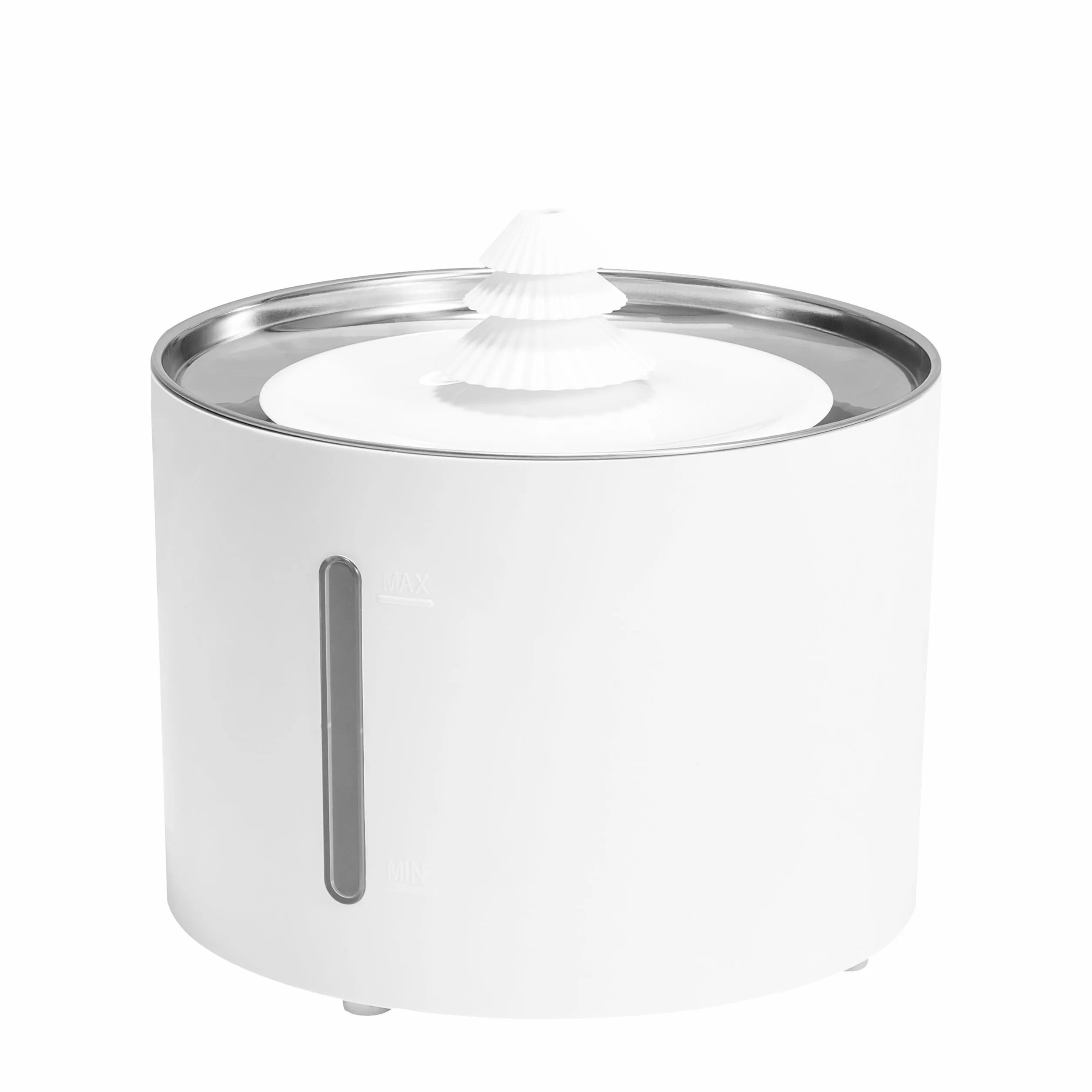 Amazon Basics Fontana d'acqua per gatti in acciaio inossidabile con 3 filtri, 3 L, Bianco