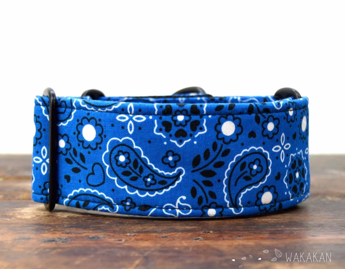 Wakakán Martingale Collare per Cani Blue Bandana Fatto a Mano Spagna