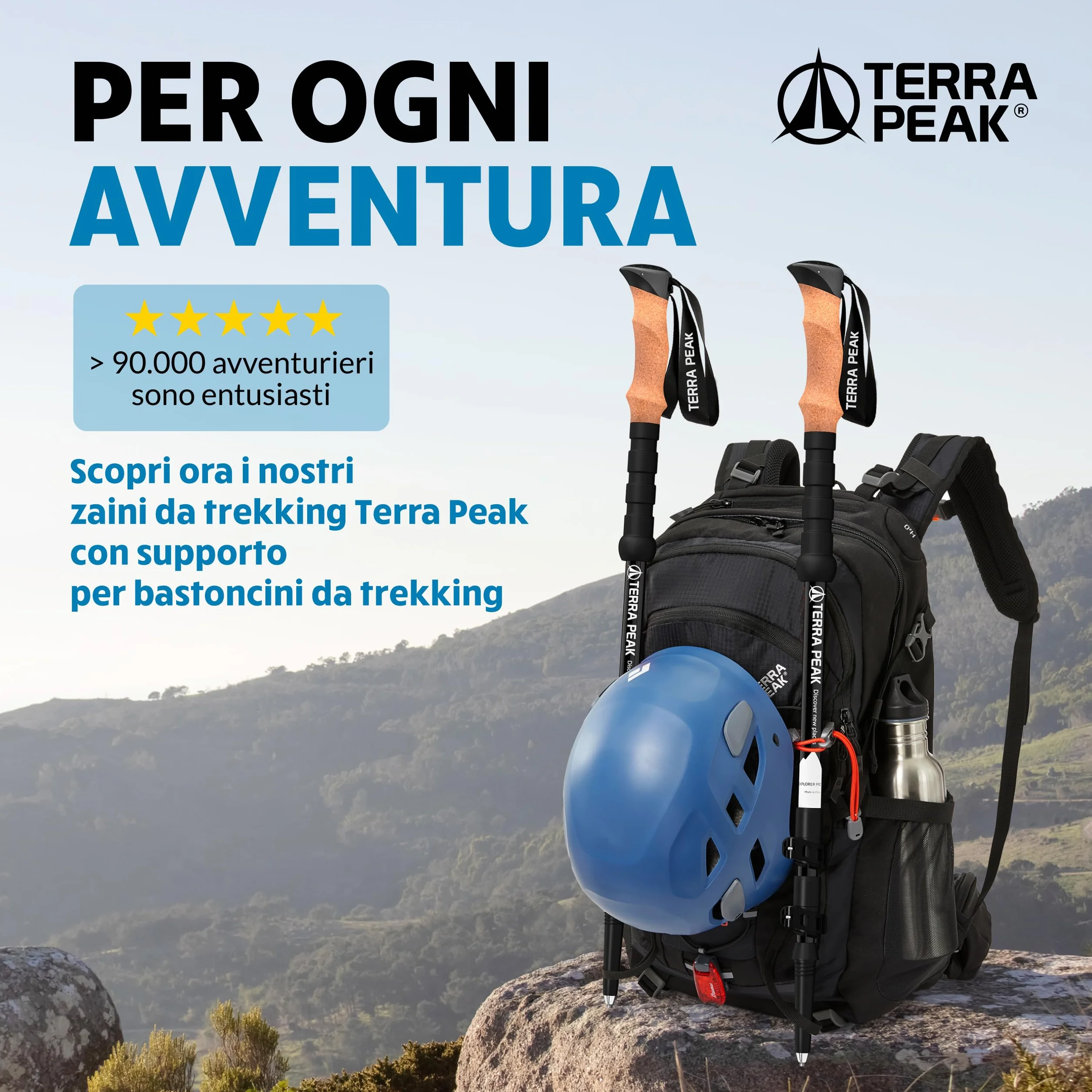 Terra Peak Bastoncini da trekking telescopici in alluminio carbonio nordic walking trail running escursionismo