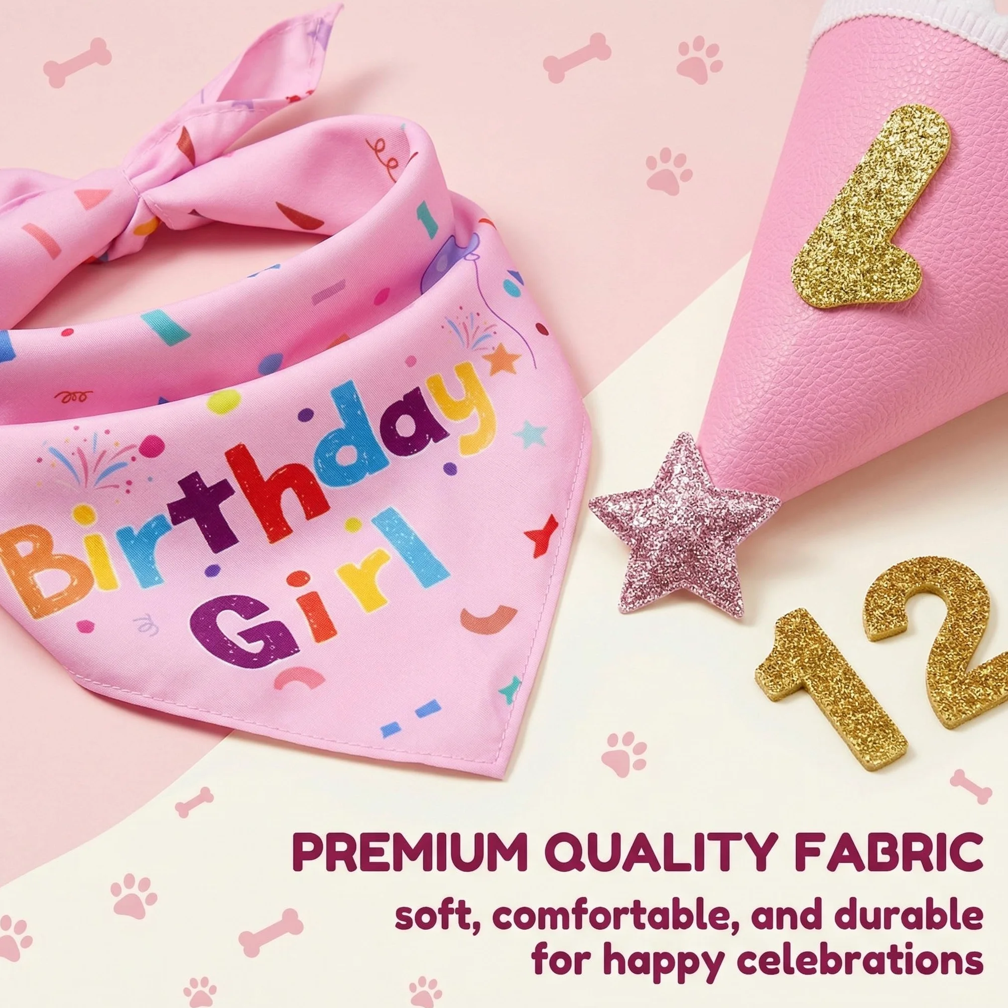 Set Compleanno Cane Rosa Cappello Bandana Riutilizzabili Numeri Abito Accessorio Decorazione Festa Cane Medio Grande