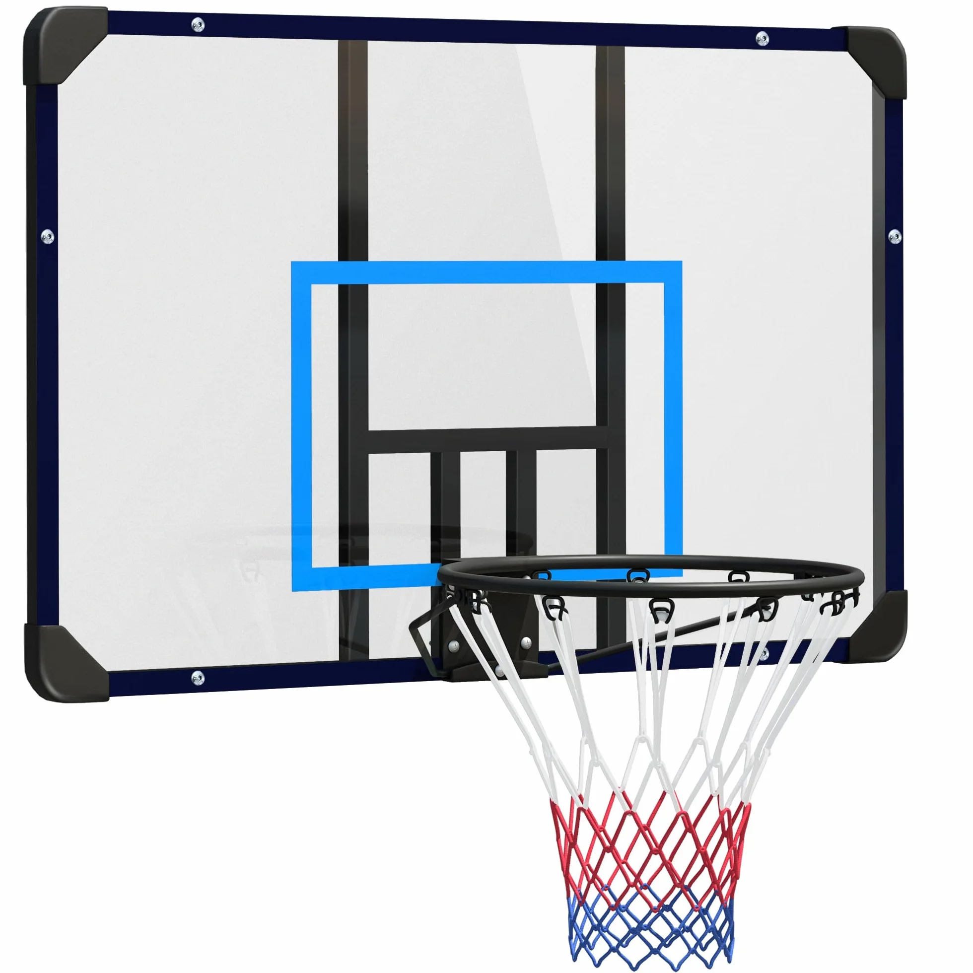 SPORTNOW Canestro Basket da Muro per Interno ed Esterno, Mini Canestro da Basket con Tabellone Infrangibile e Cerchio in Acciaio, 113x61x73 cm