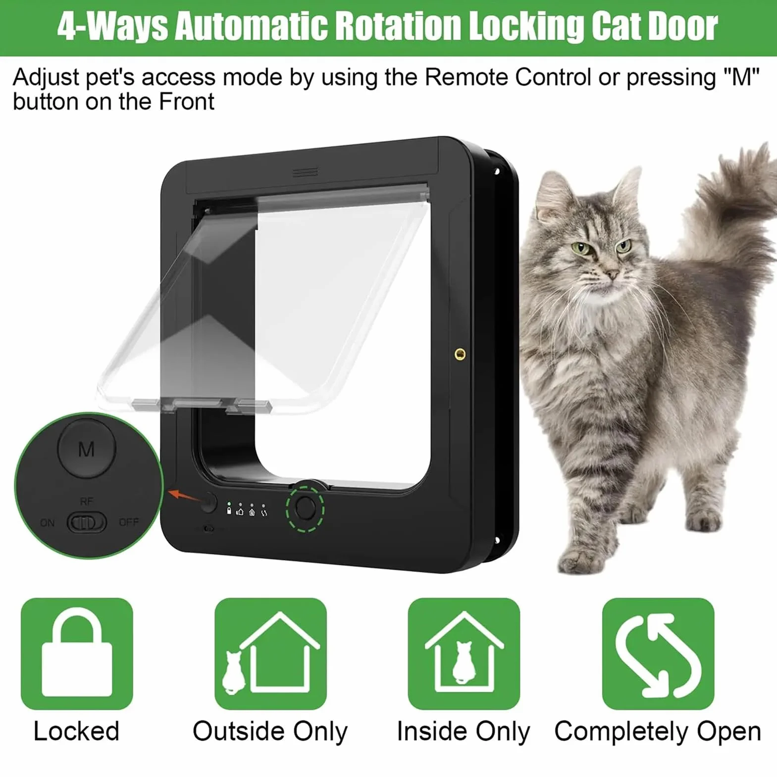 Porta per cani con microchip cancello elettronico a 4 vie telecomando 2 collari sensore controllo ingresso interni esterni