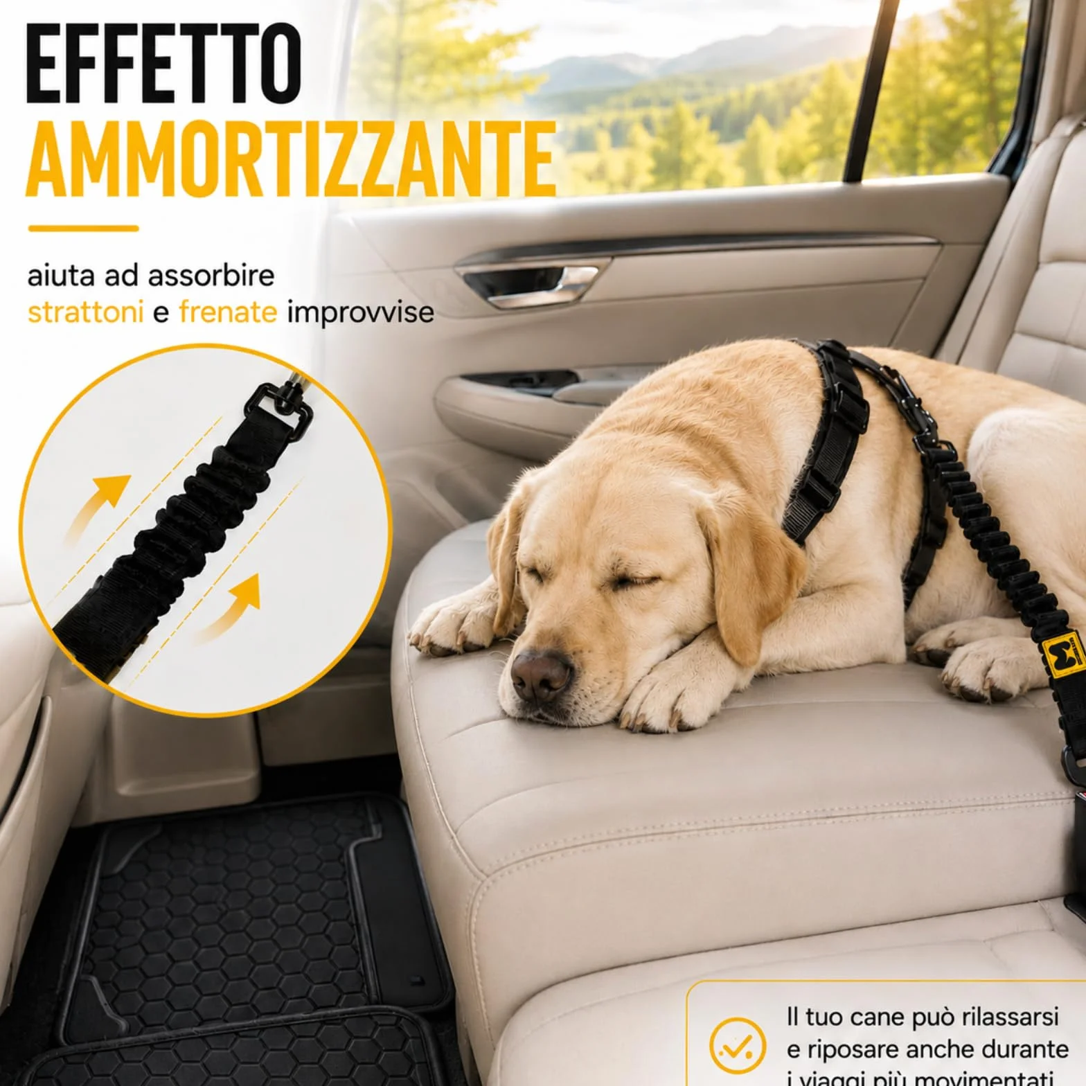 MORELOW Cintura Auto Per Cani - Cintura di Sicurezza per Cani Elastica Anti Shock che Riduce gli Strappi - Regolabile con Gancio Rinforzato - Compatibile con Tutte le Auto