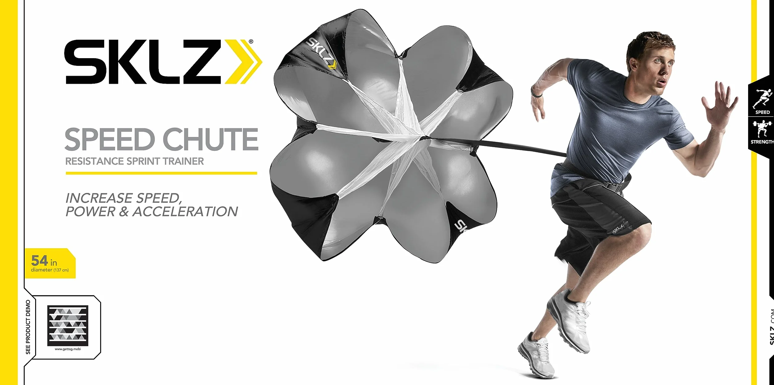 SKLZ SAQ-SC01-02 Sprint Fallschirm Widerstandsschirm Training Speed Chute Black