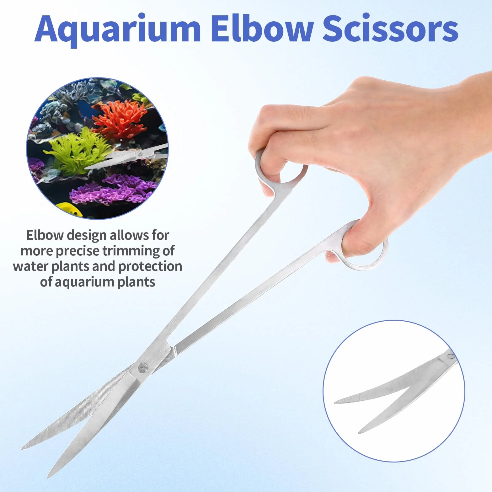 Strumenti per acquario in acciaio inox 4 in 1, pinzette lunghe, forbici, spatola, kit per la pulizia