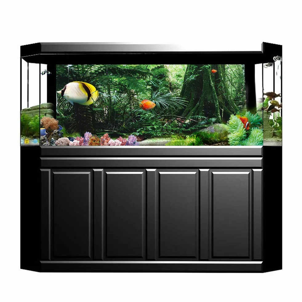 Effetto Foresta pluviale 3D Poster Rettile Autoadesivo Terrario Acquario Sfondo Acquario Adesivo murale Acquario Sfondo Poster subacqueo PVC Decor Wall Paper (61 × 41cm)