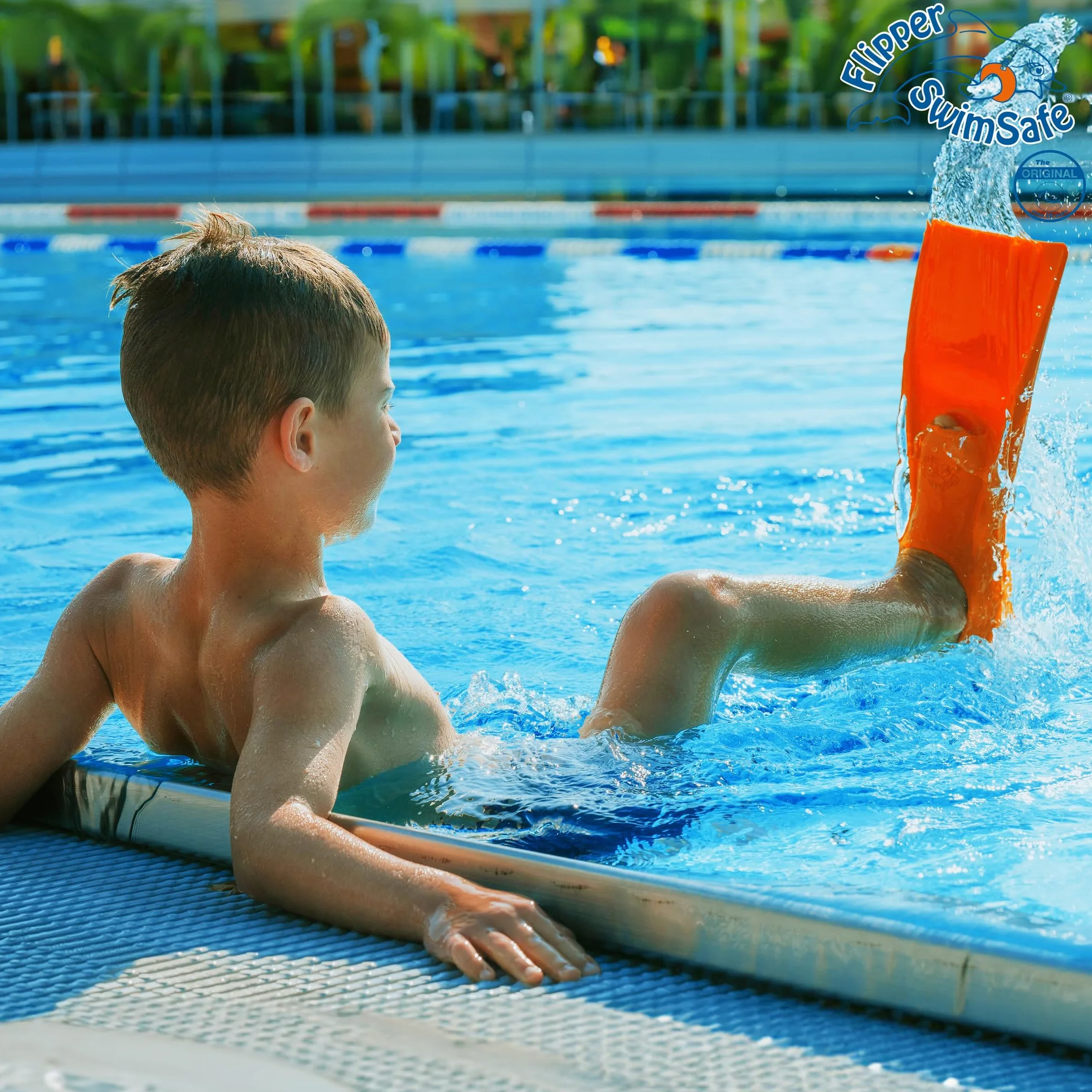 Flipper SwimSafe Pinne da Nuoto per Bambini e Adolescenti in Gomma Naturale Blu o Arancione